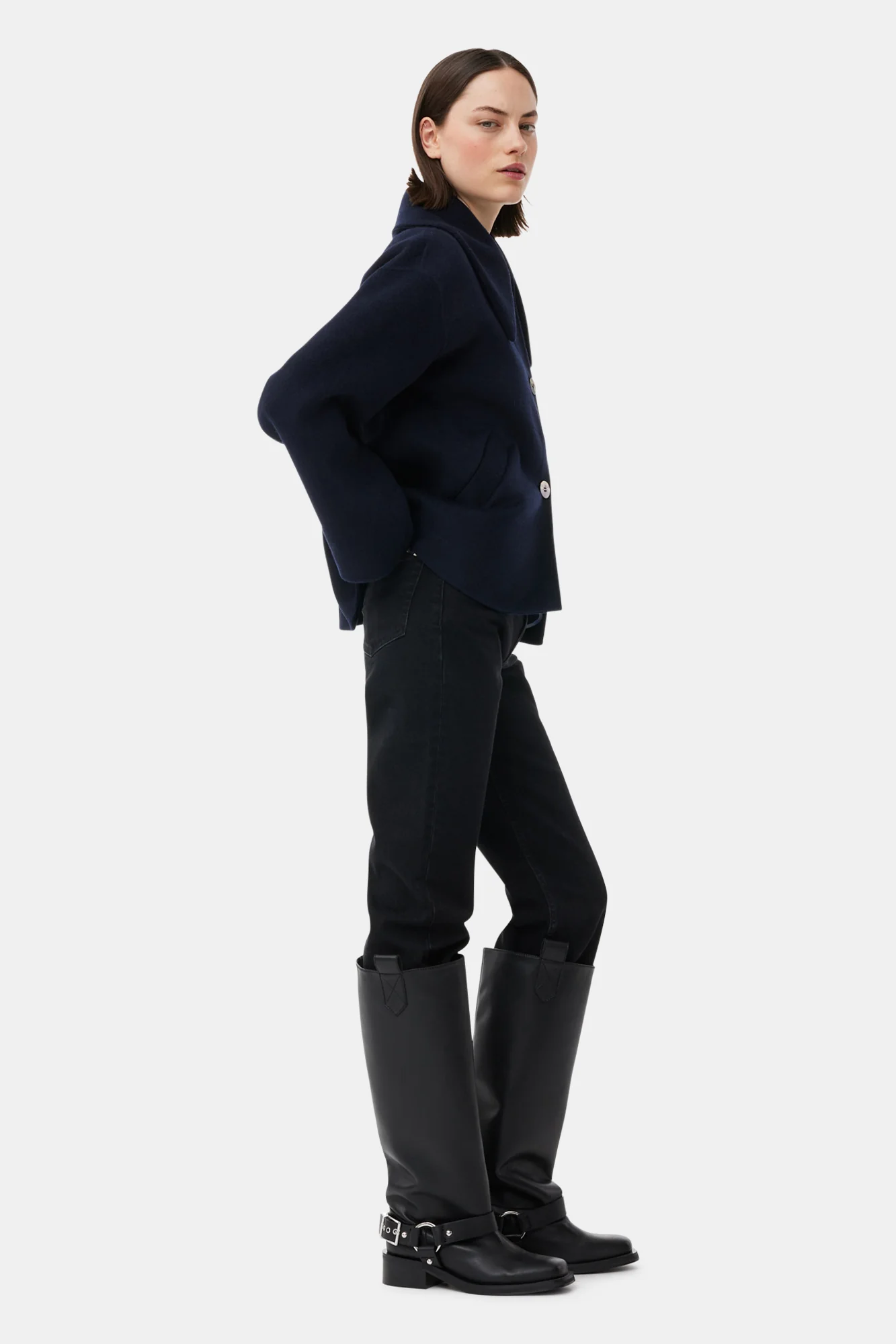 Wool Wide Collar Jacket | Sky Captain - Image 6