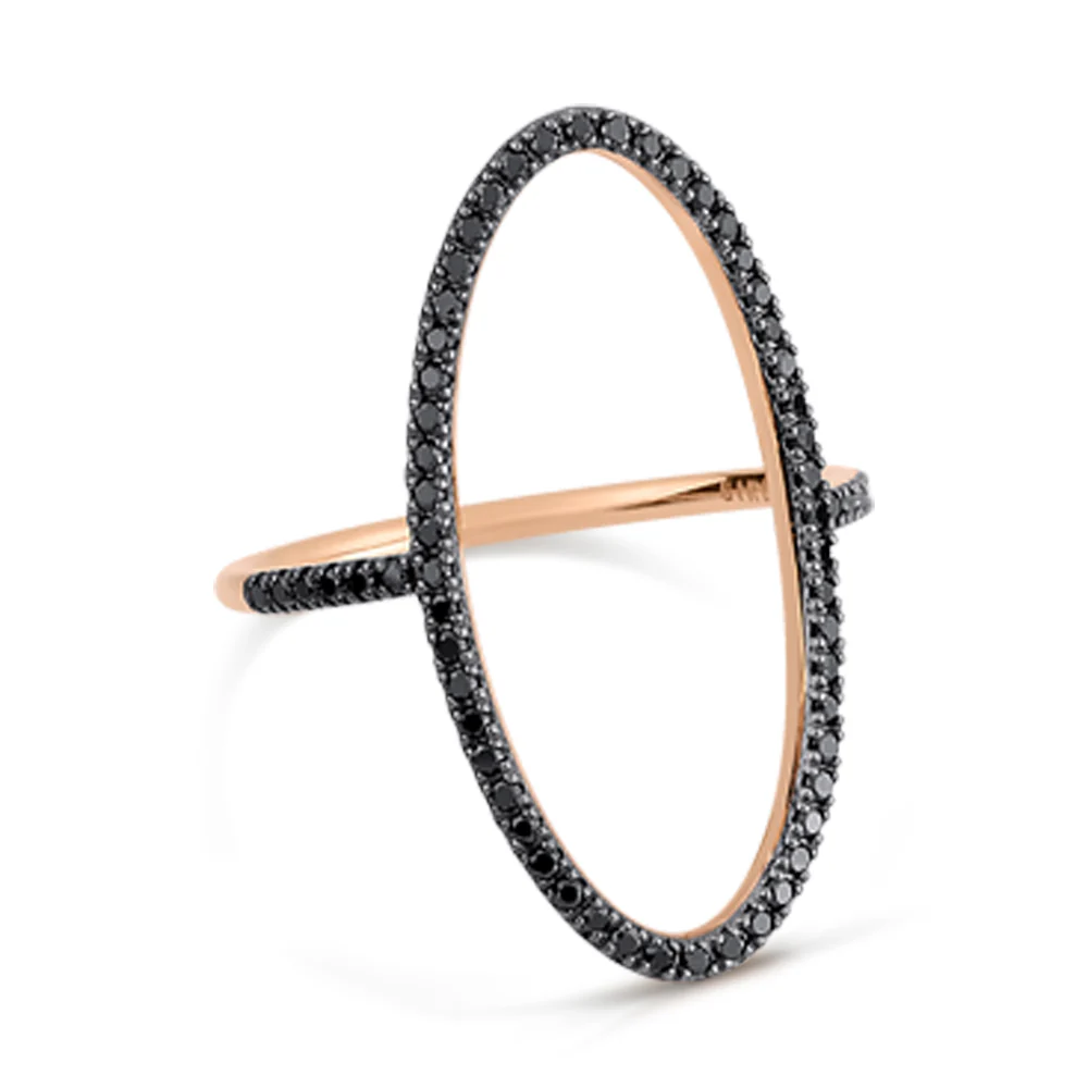 Ellipse Black Diamond Ring | 18K Rose Gold - Image 2