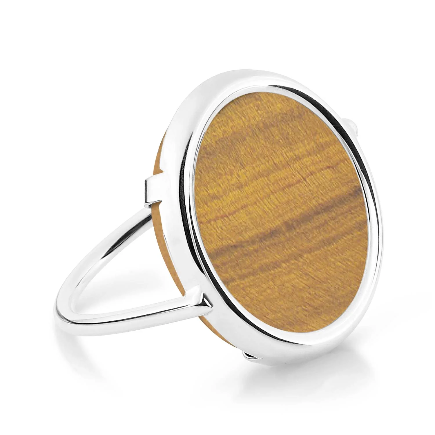 Ever Tiger Eye White Gold Disc Ring | 18K White Gold - Image 2