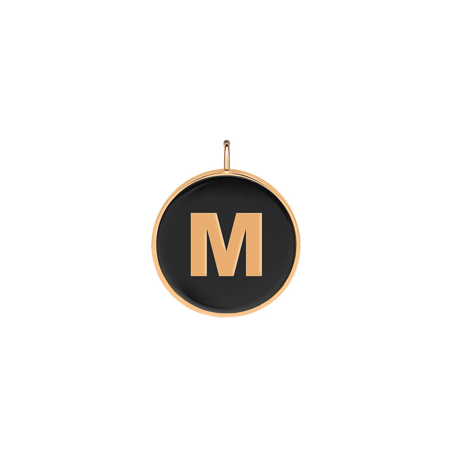 Initial Ever Onyx Disc Pendant - M | 18K Rose Gold