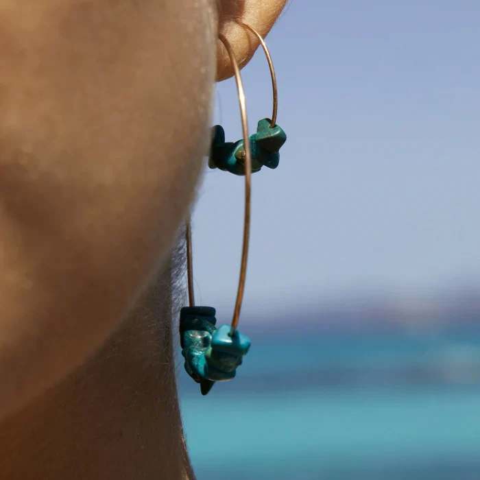 Large Jala Chrysocolle Hoops | 18K Rose Gold - Image 2