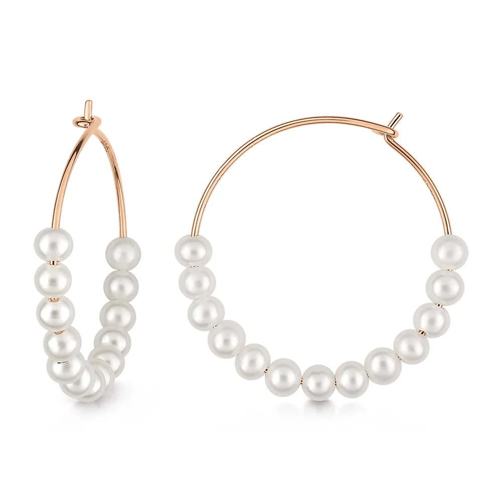 Maria Pearl Hoops | 18K Rose Gold