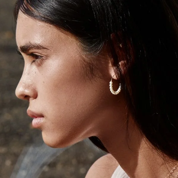 Maria Pearl Hoops | 18K Rose Gold - Image 2