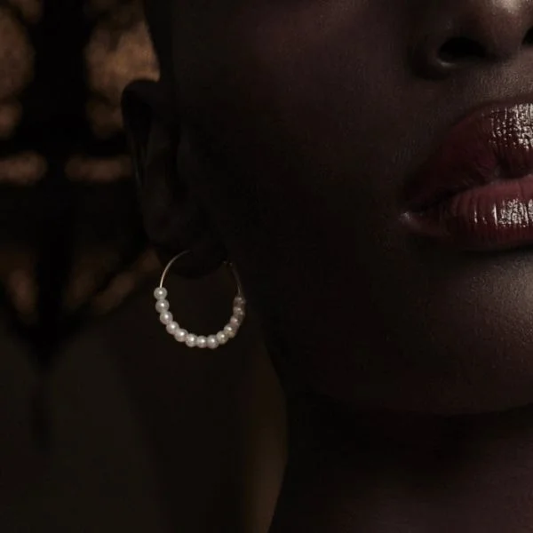 Maria Pearl Hoops | 18K Rose Gold - Image 3