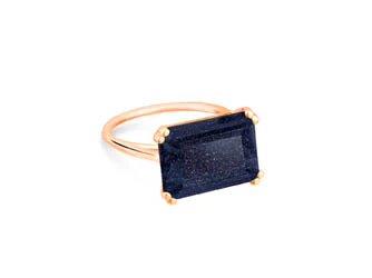 Midnight Horizontal Blue Sandstone Ring | 18K Rose Gold - Image 2
