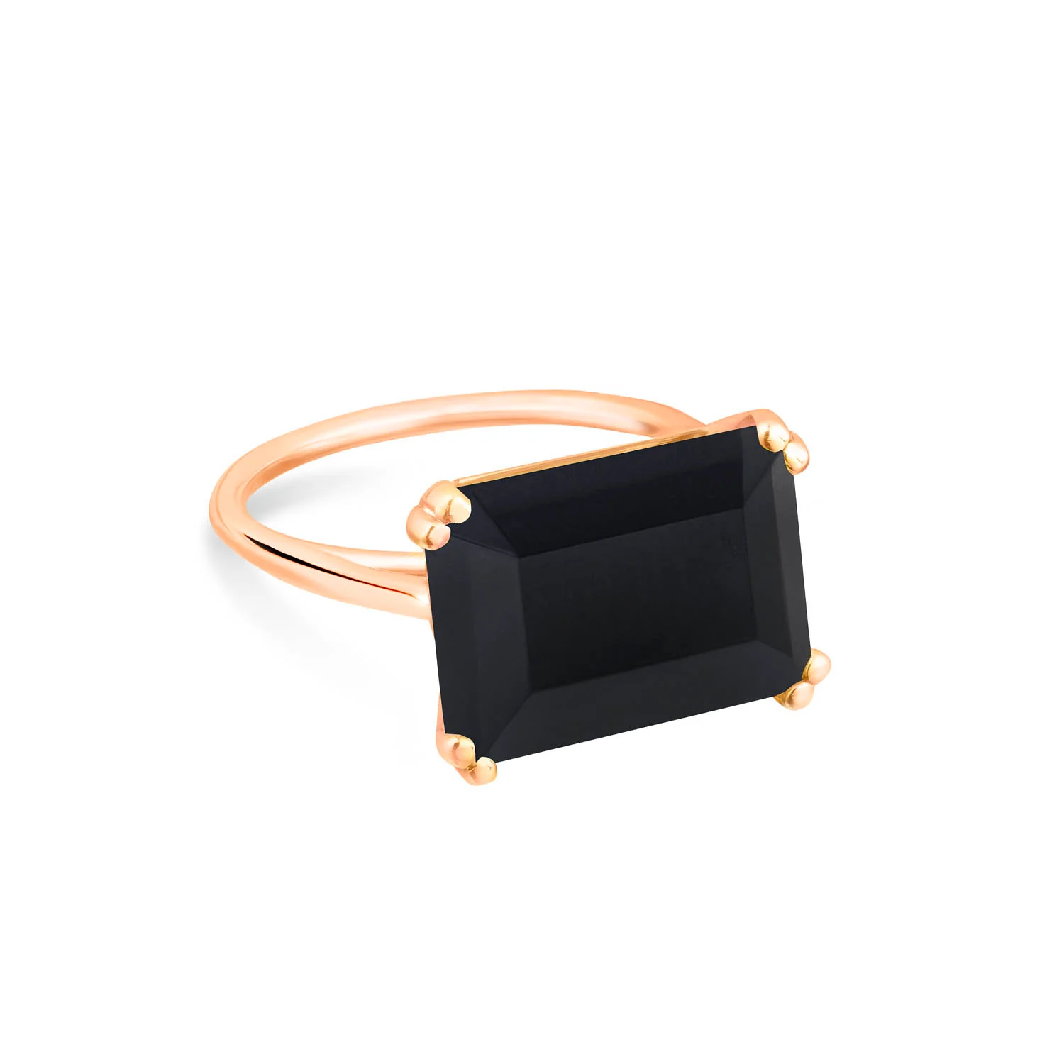 Midnight Horizontal Onyx Ring | 18K Rose Gold