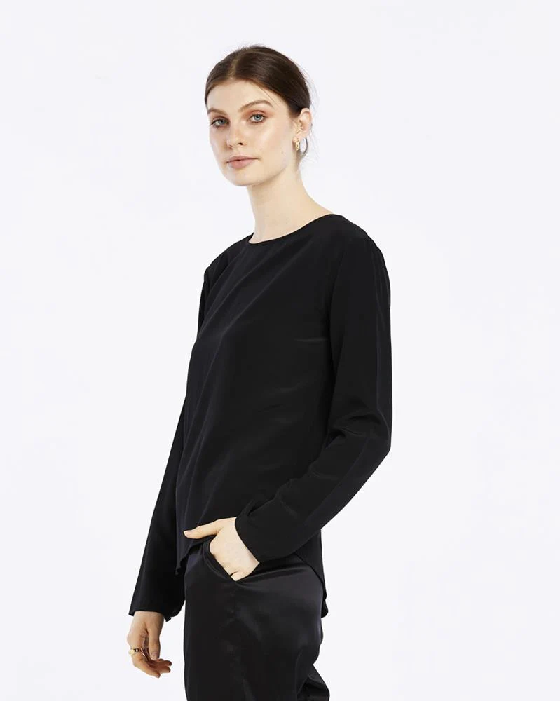 Carine Lone Sleeve Top | Black - Image 2