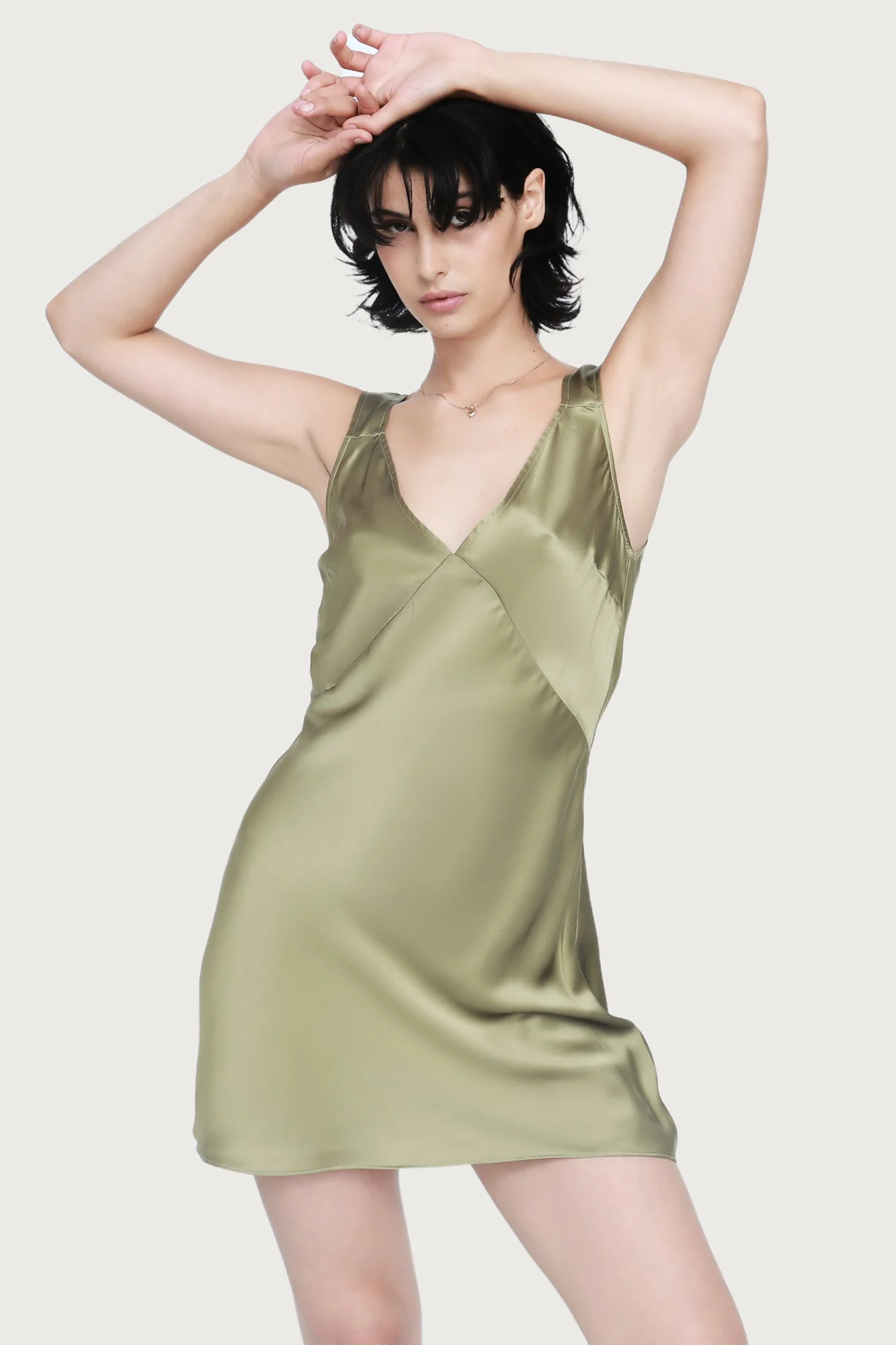 Day To Night Mini Dress | Khaki - Image 3