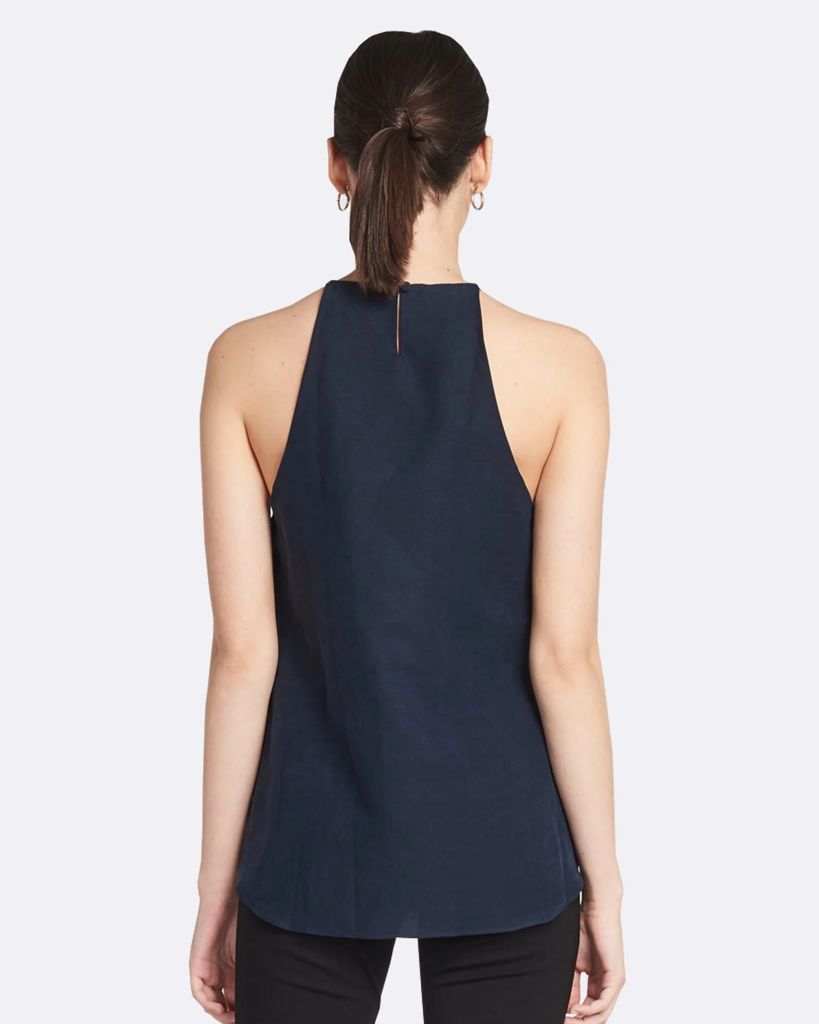 Emma Linen Halter Neck Cami | French Navy - Image 2