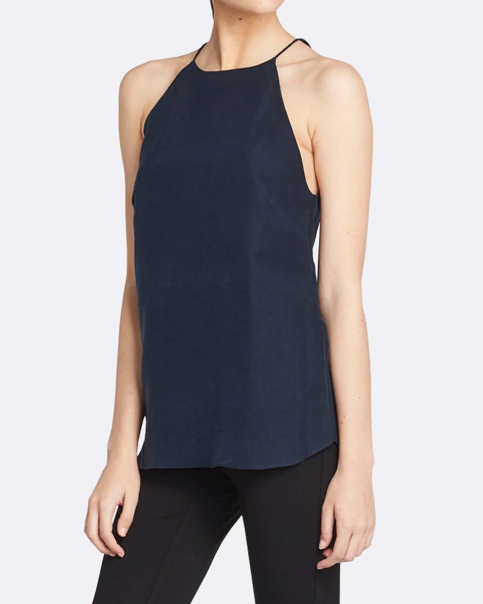 Emma Linen Halter Neck Cami | French Navy - Image 3