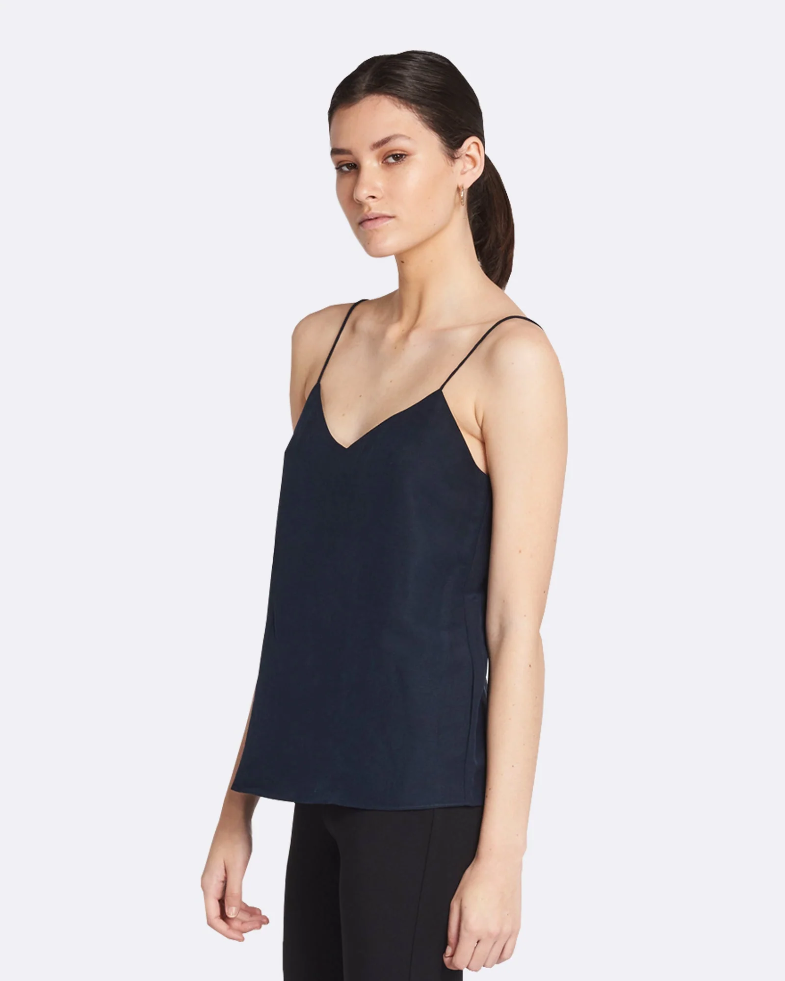 Eva V-Neck Linen Cami | French Navy - Image 2