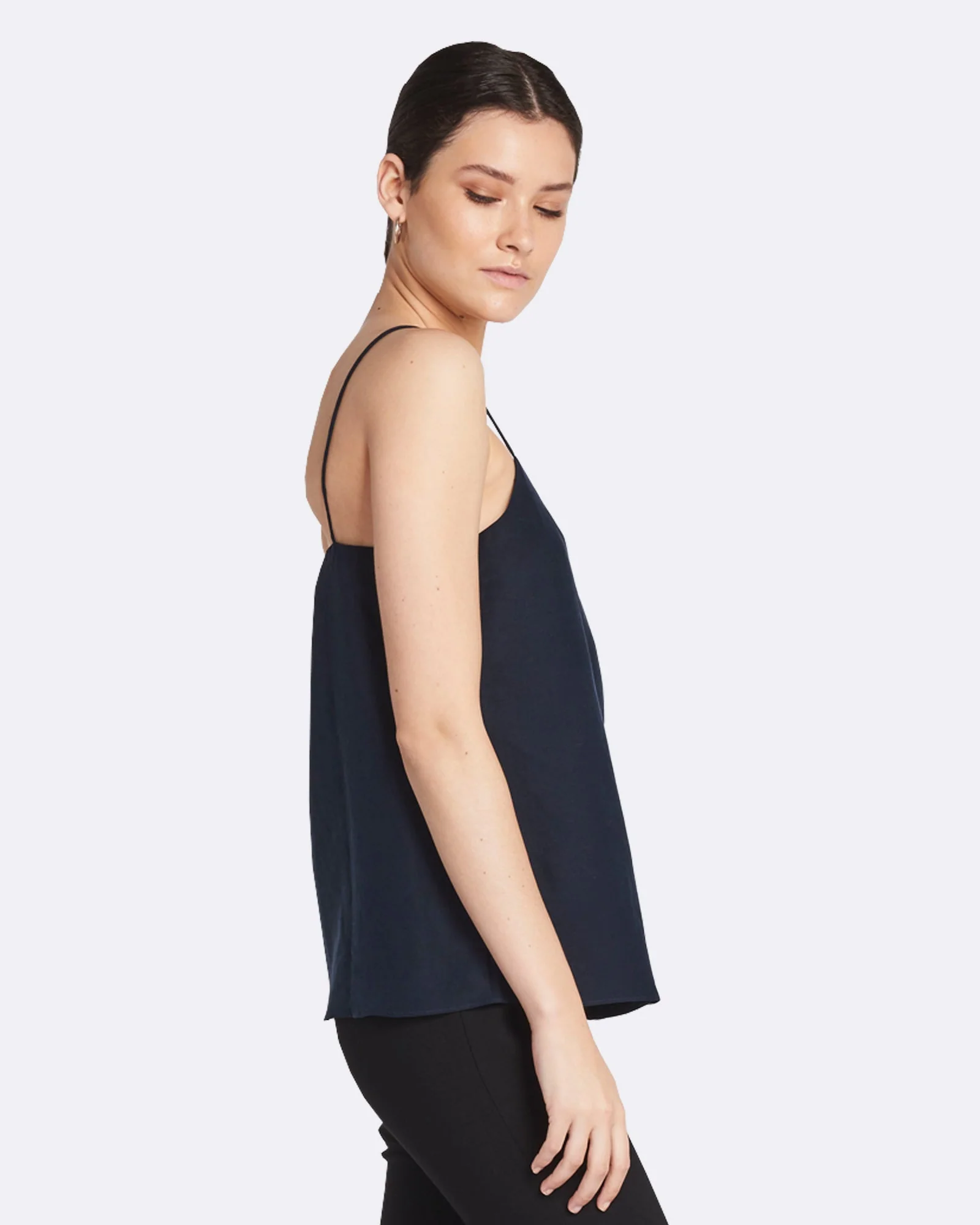 Eva V-Neck Linen Cami | French Navy - Image 3
