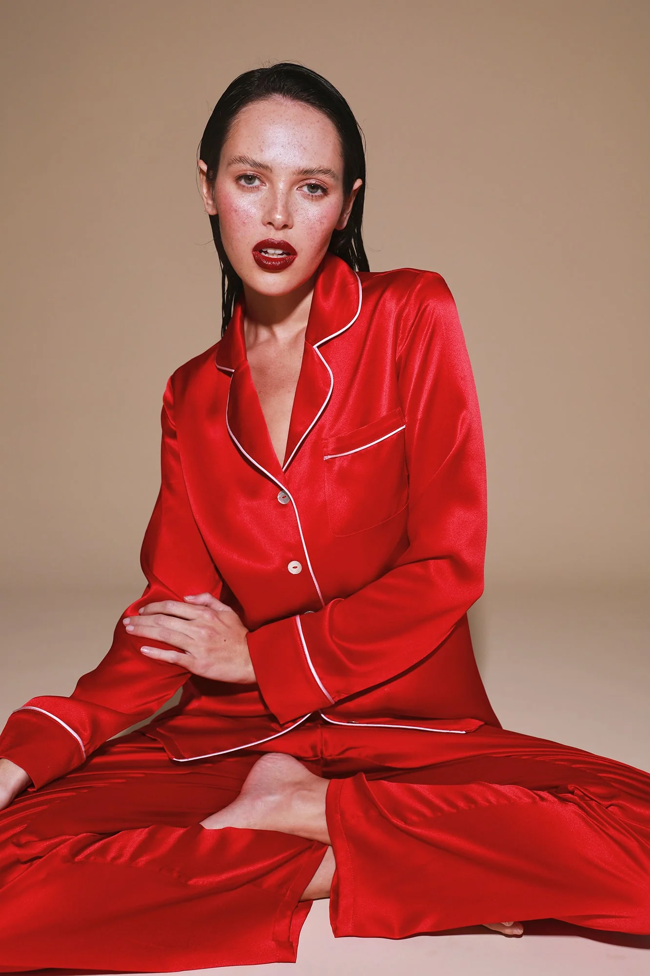 Fine Finishes Pajama | Chilli Red With Candy Pink