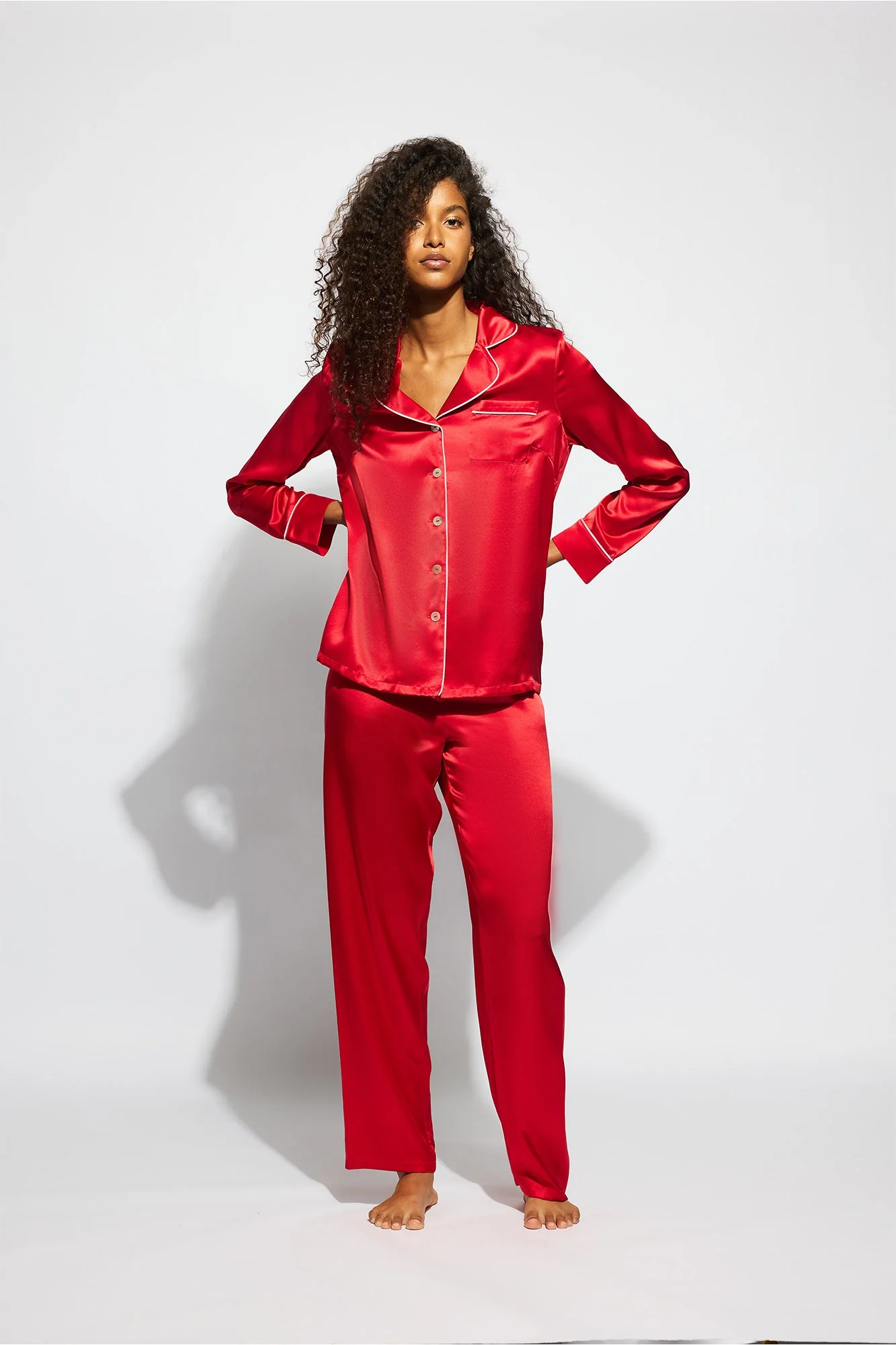 Fine Finishes Pajama | Chilli Red With Candy Pink - Image 3