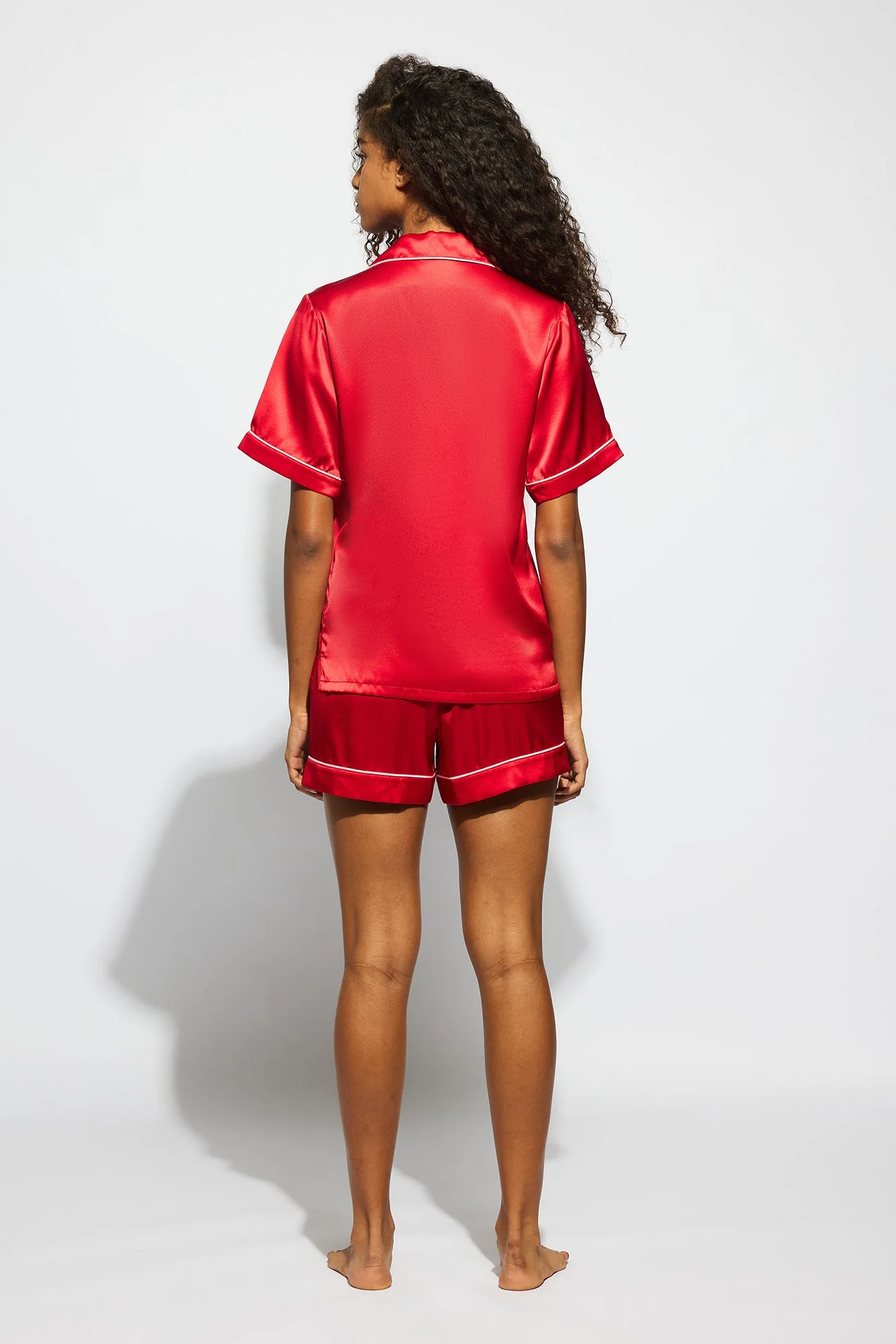 Fine Finishes Short Pajama | Chilli Red With Candy Pink - Image 6