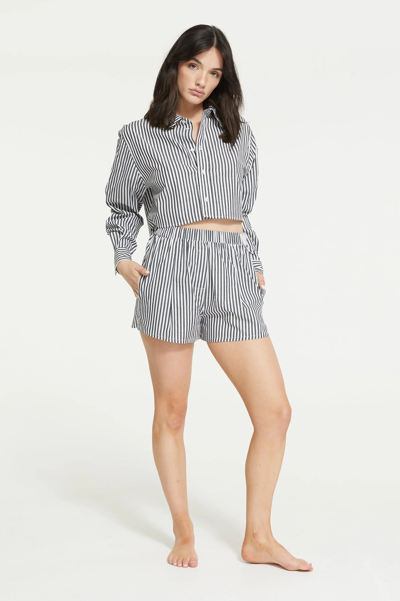 Franca Stripe Crop Shirt | Black Stripe - Image 5