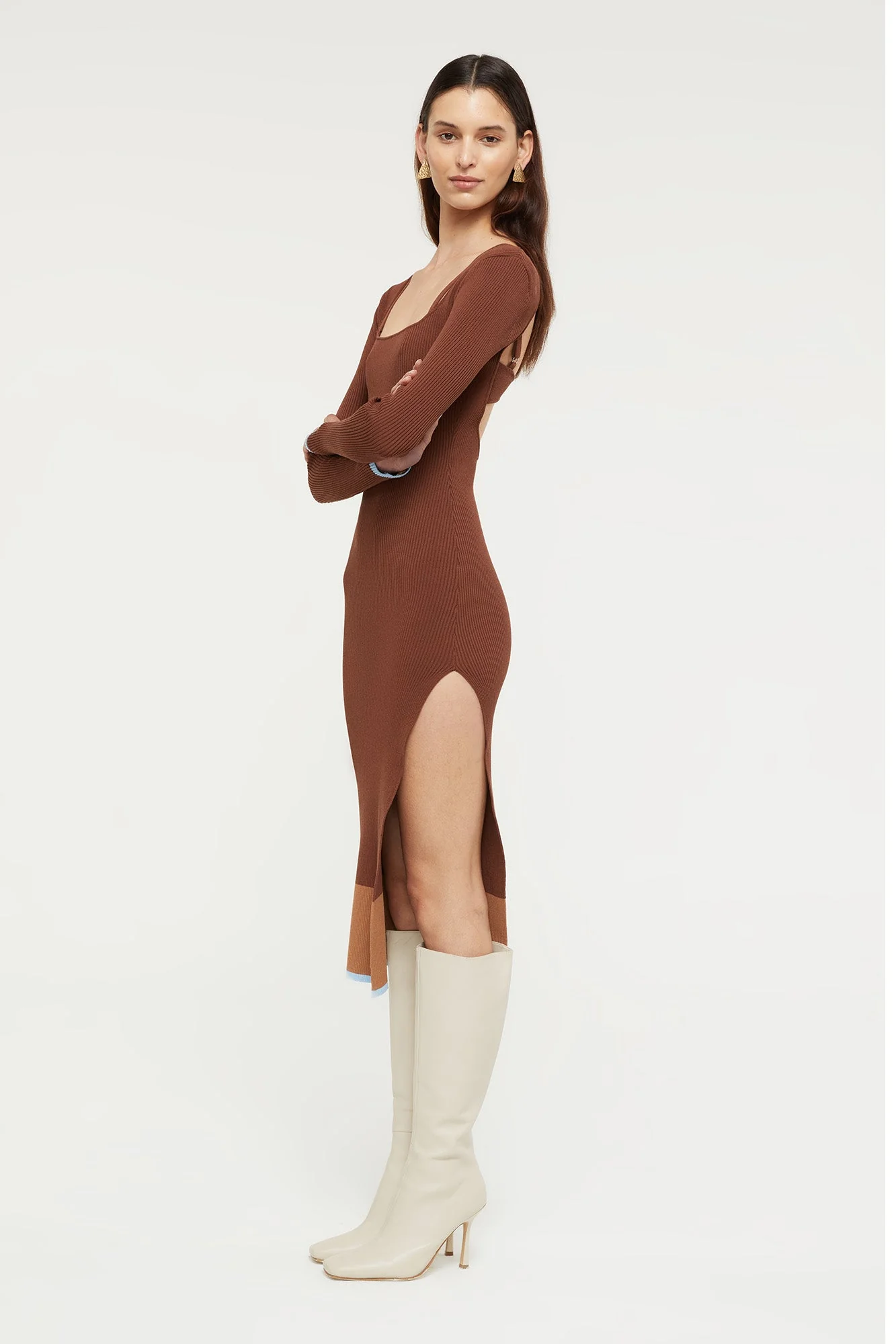 Hazel Dress | Chocolate/Sky Blue - Image 3