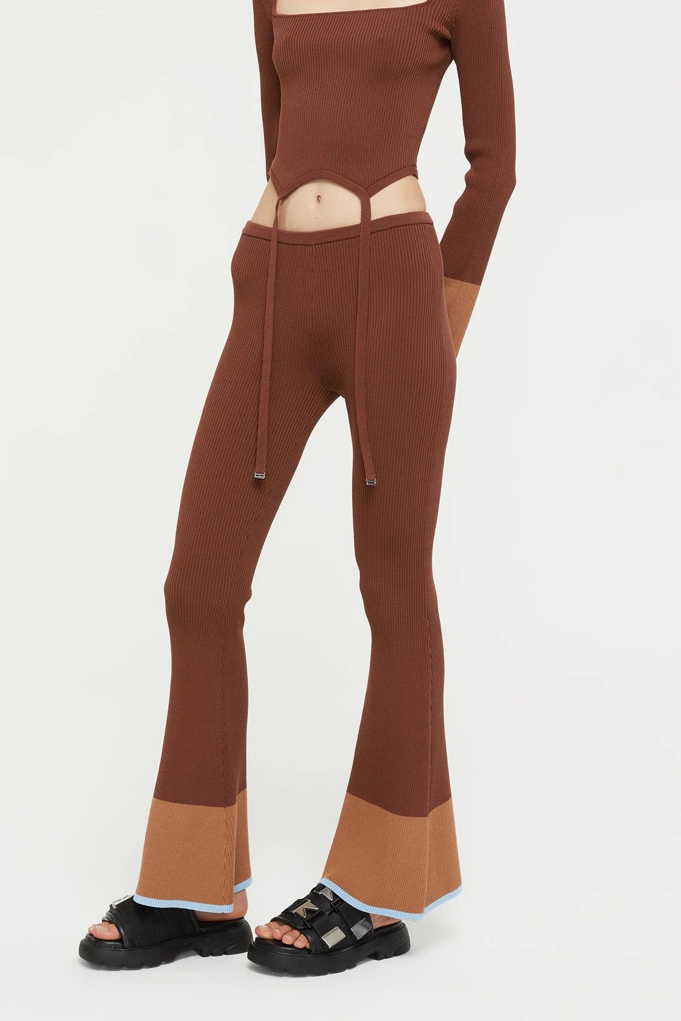 Hazel Pant | Chocolate/Sky Blue - Image 3