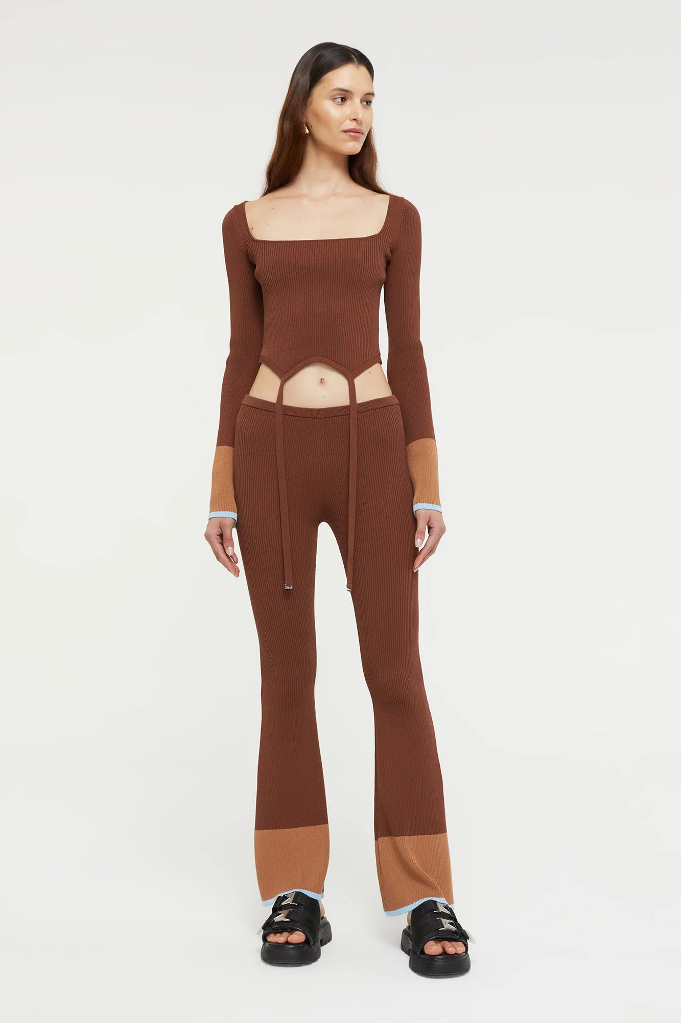 Hazel Pant | Chocolate/Sky Blue - Image 5