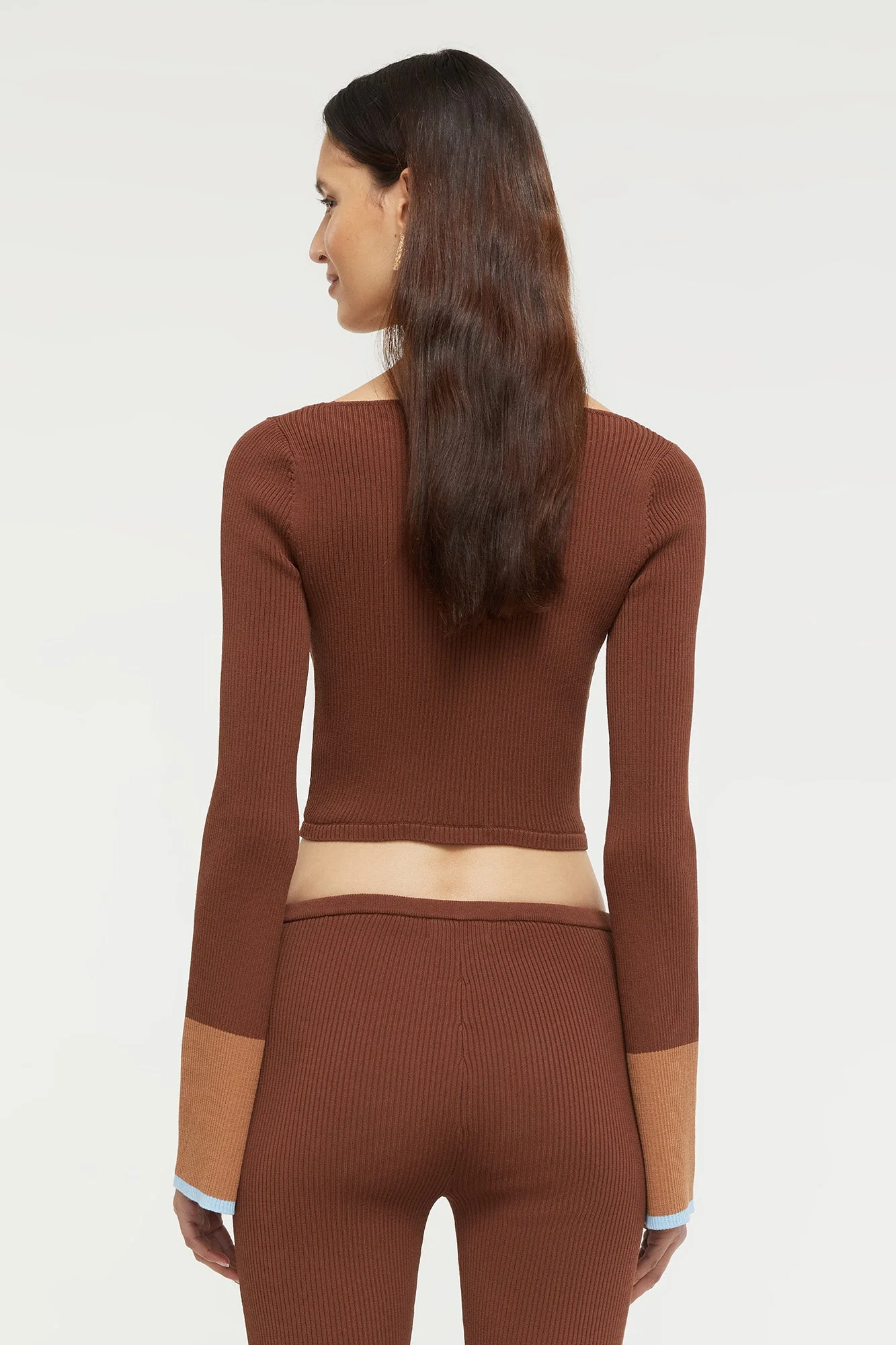 Hazel Tie top | Chocolate/Sky Blue - Image 4