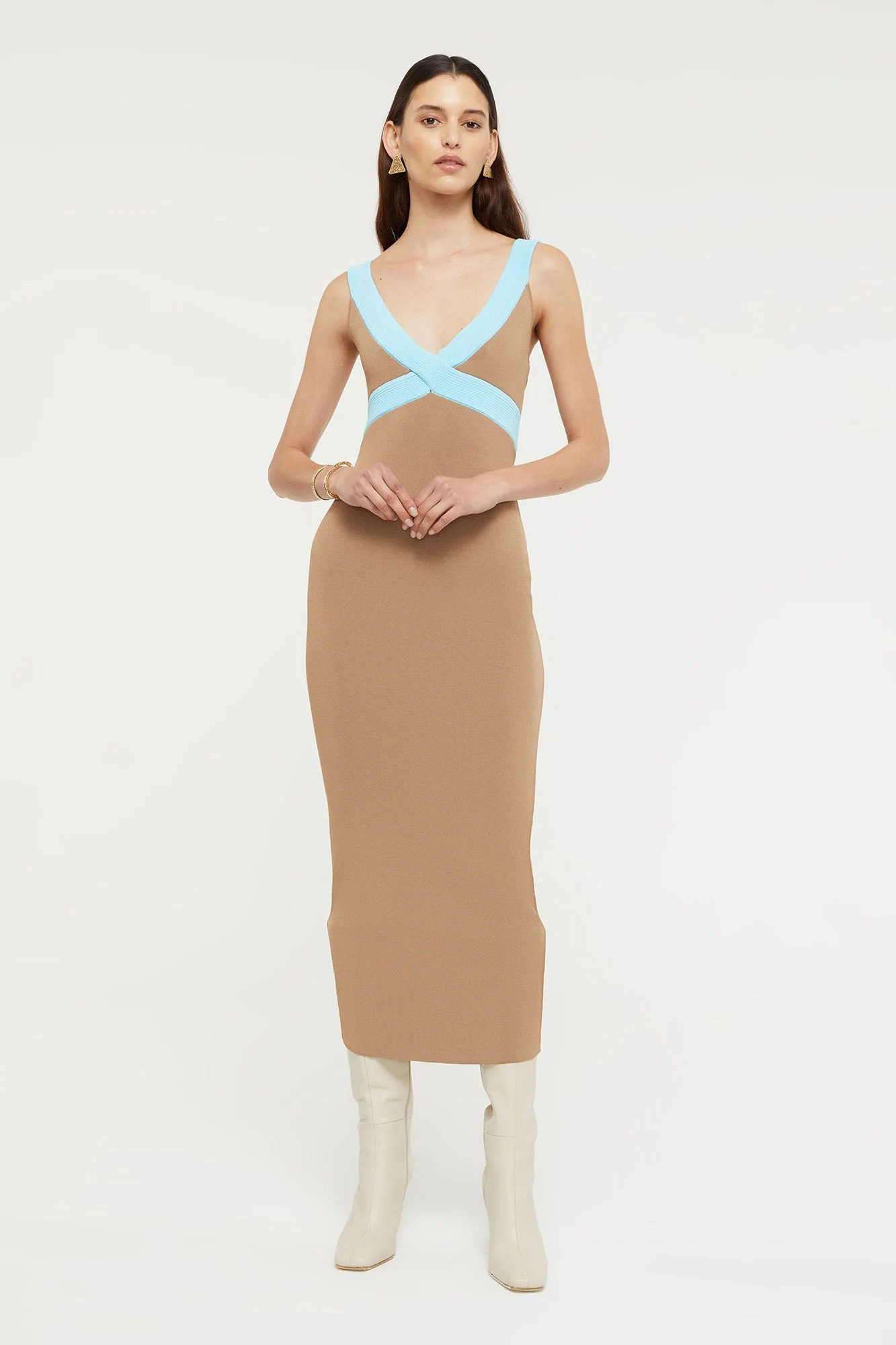 Lilian Dress | Sand/Aqua
