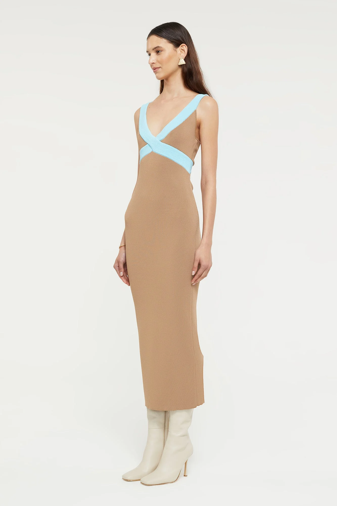 Lilian Dress | Sand/Aqua - Image 4
