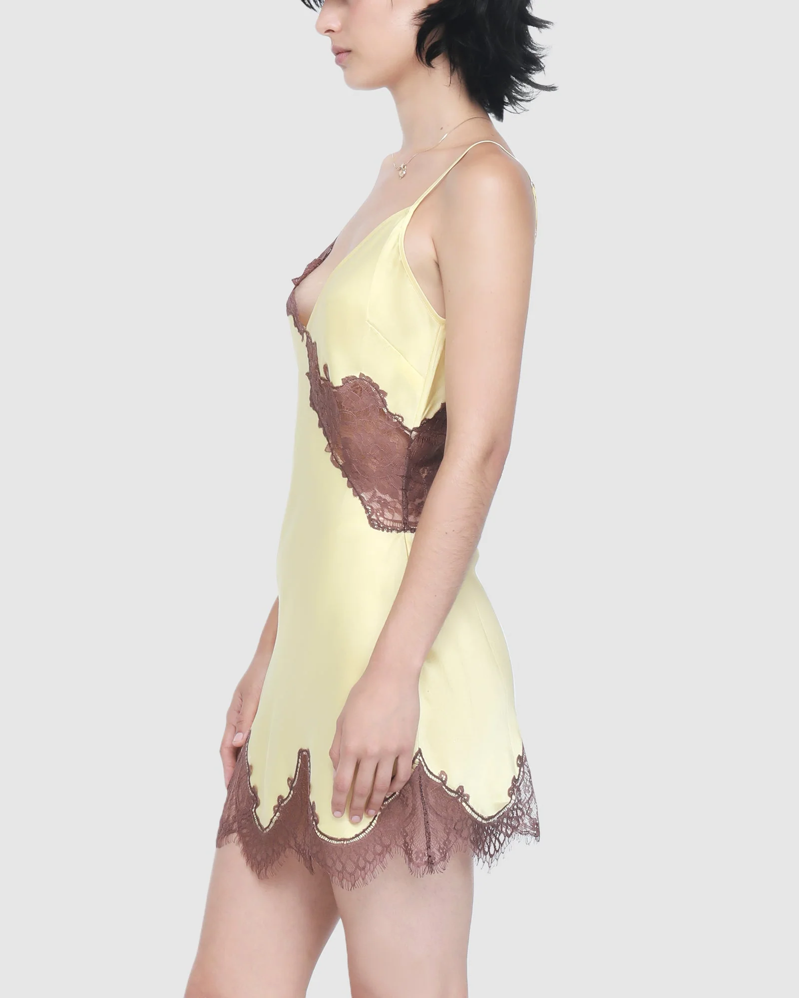 Minx Chemise | Butter w/ Brown Lace - Image 2