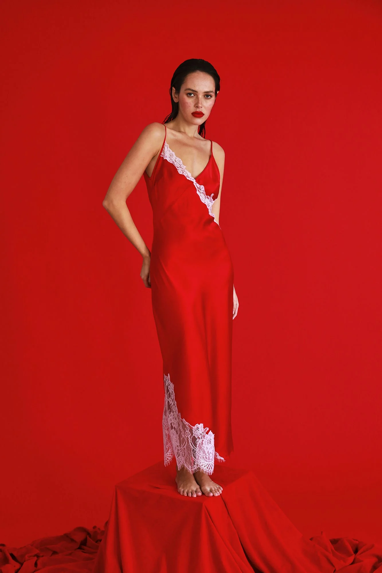 Minx Slip | Chilli Red With Candy Pink - Image 2
