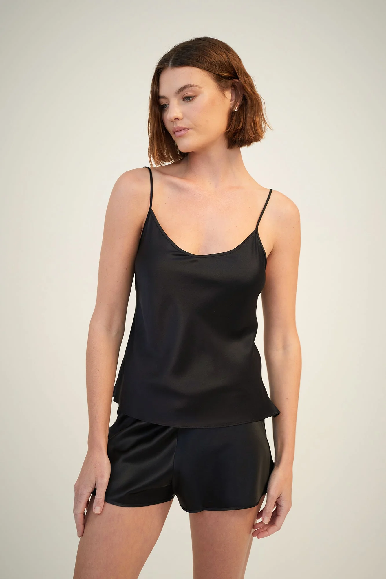 Plain Silk Cami | Black - Image 4
