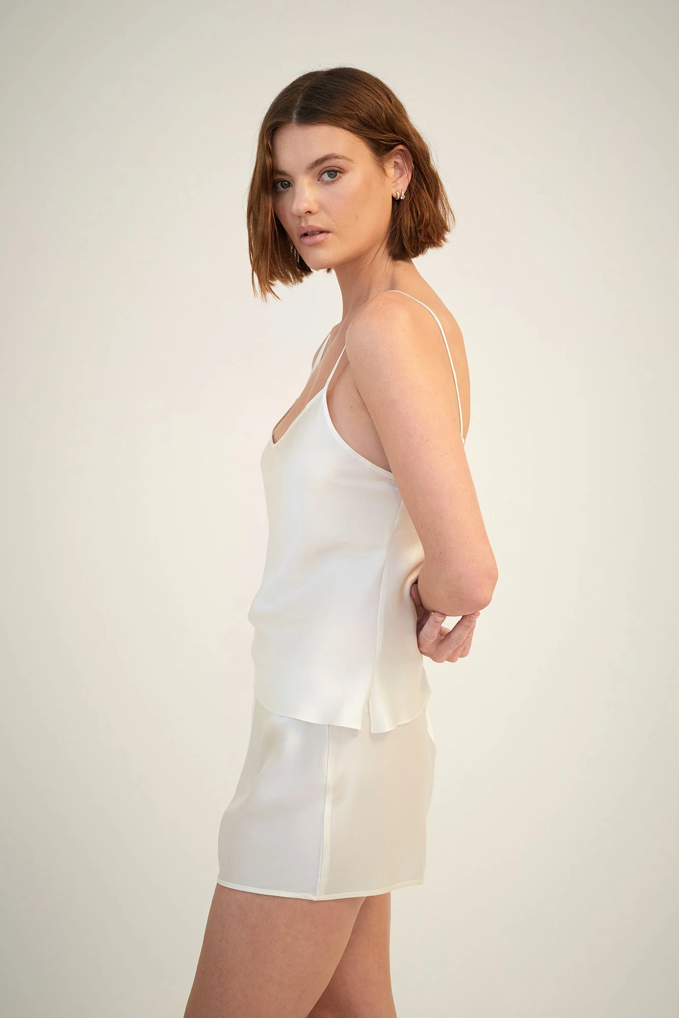 Plain Silk Cami | Creme - Image 3
