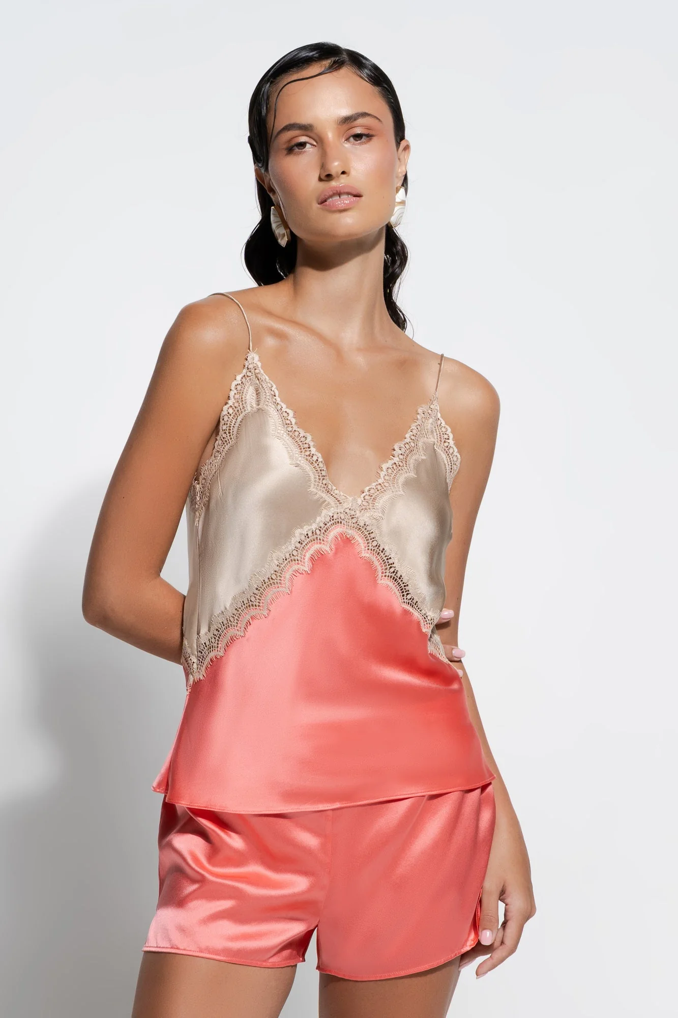 Sadie Cami | Coral/Almond