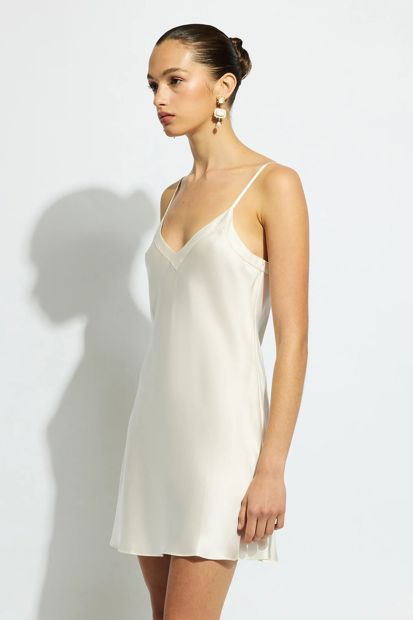Silk Bias-Cut Chemise | Creme - Image 4