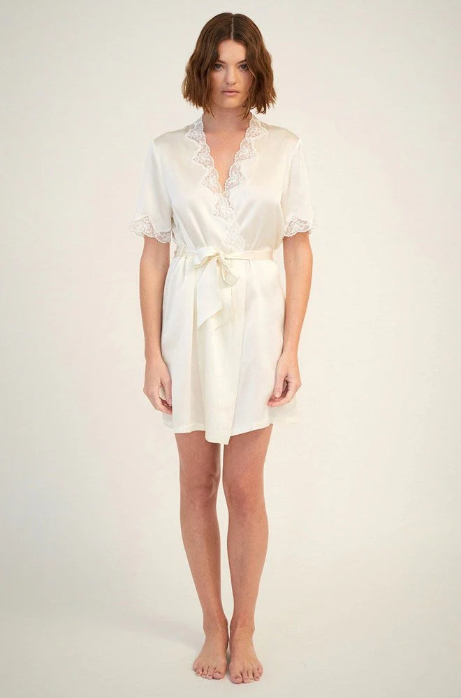 Silk Gown With Lace | Creme - Image 2