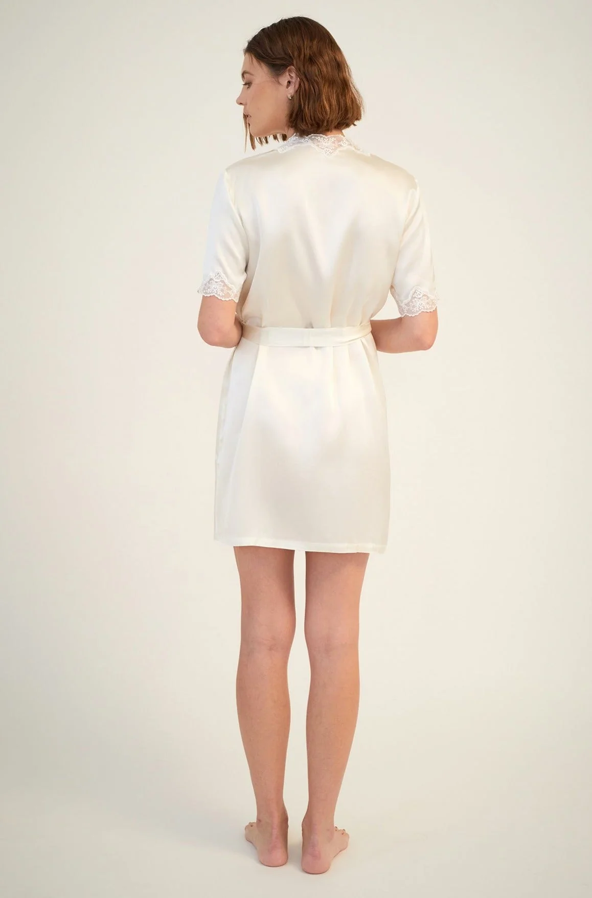 Silk Gown With Lace | Creme - Image 5
