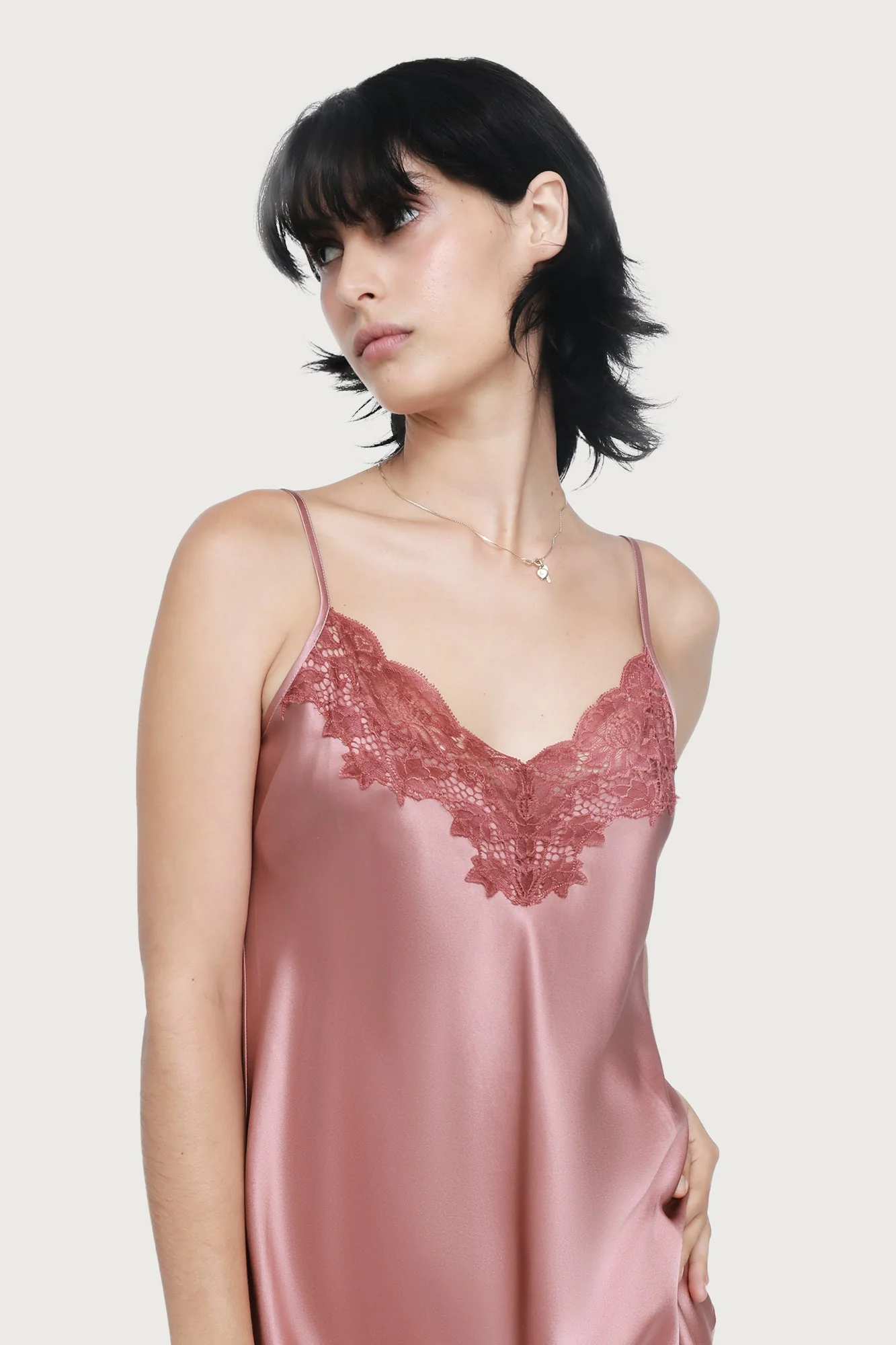 Silk Lace Chemise | Mauve - Image 2