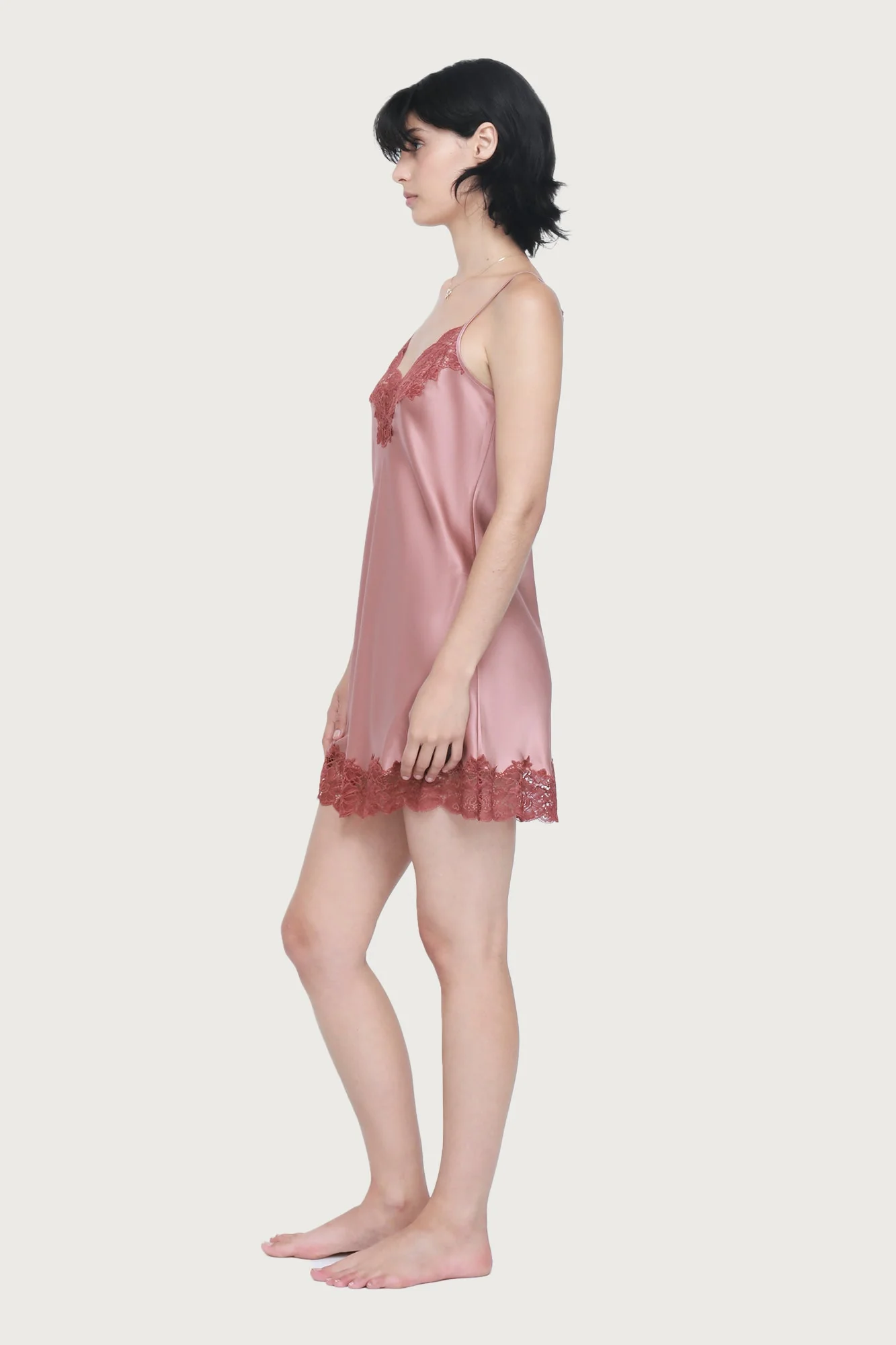Silk Lace Chemise | Mauve - Image 3