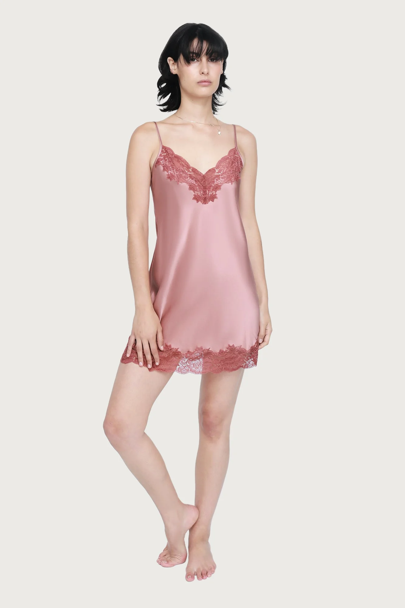 Silk Lace Chemise | Mauve - Image 5