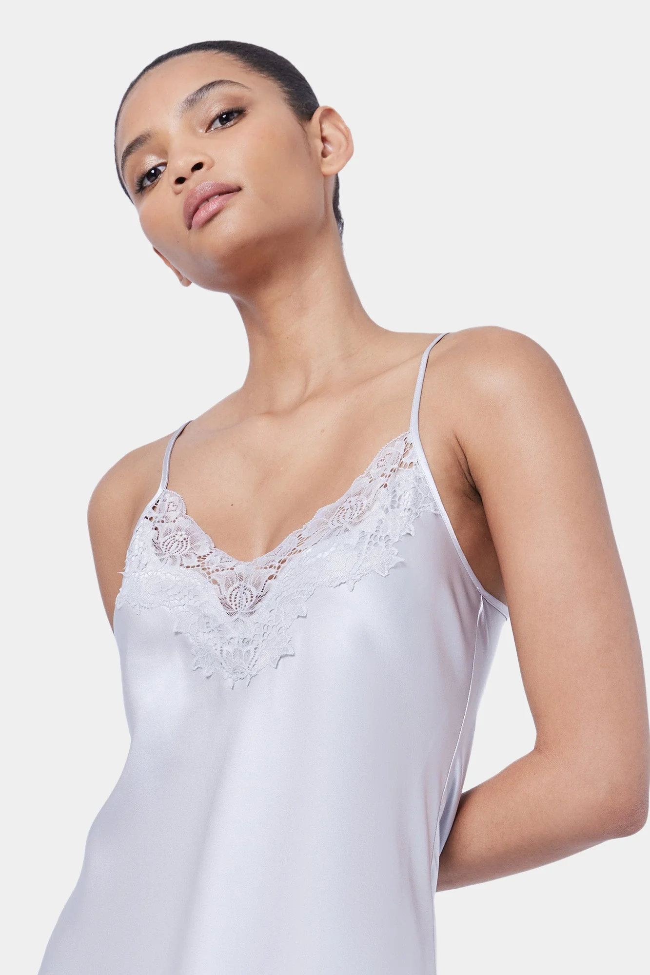 Silk Lace Chemise | Silver - Image 2