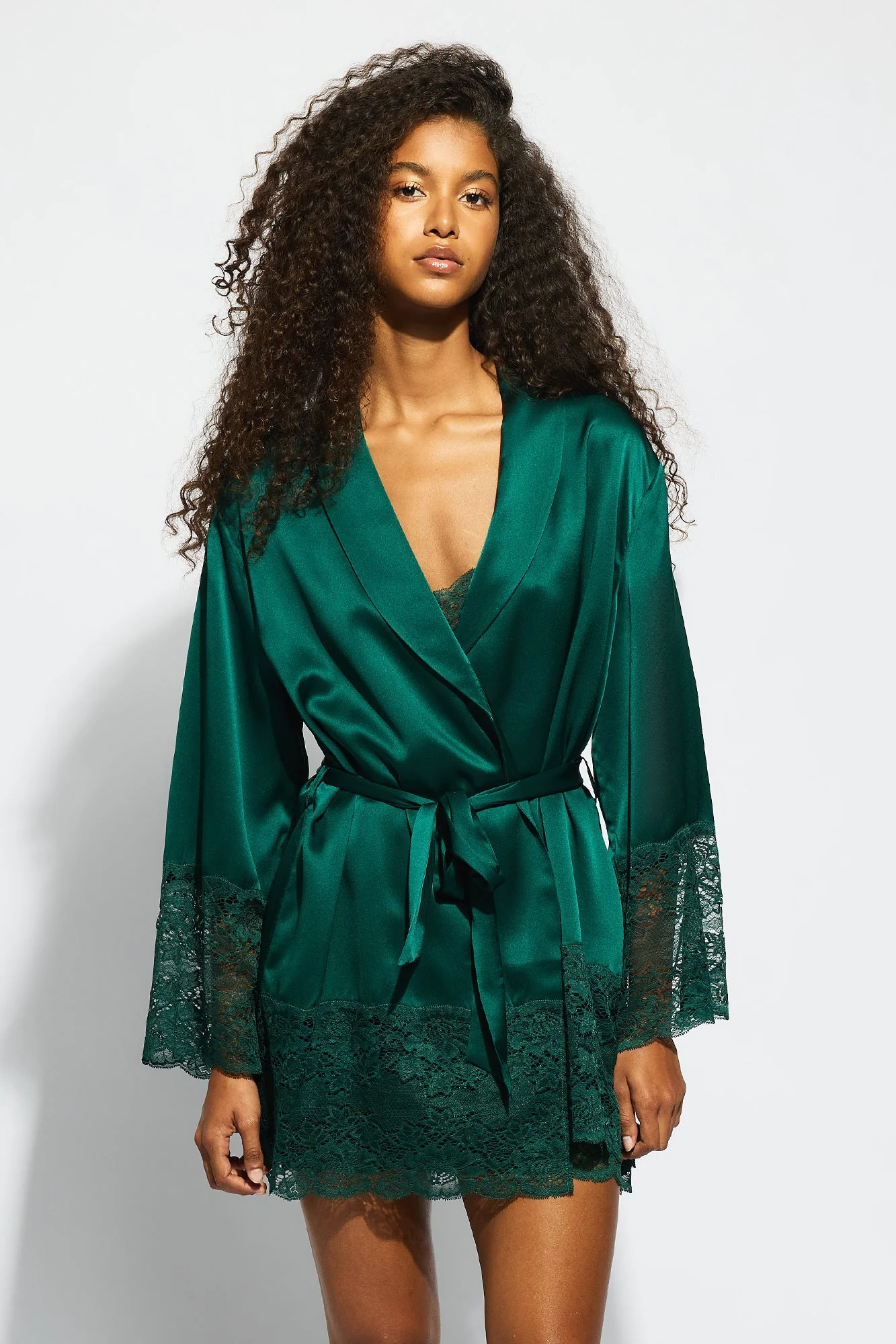Silk Lace Robe | Emerald - Image 3