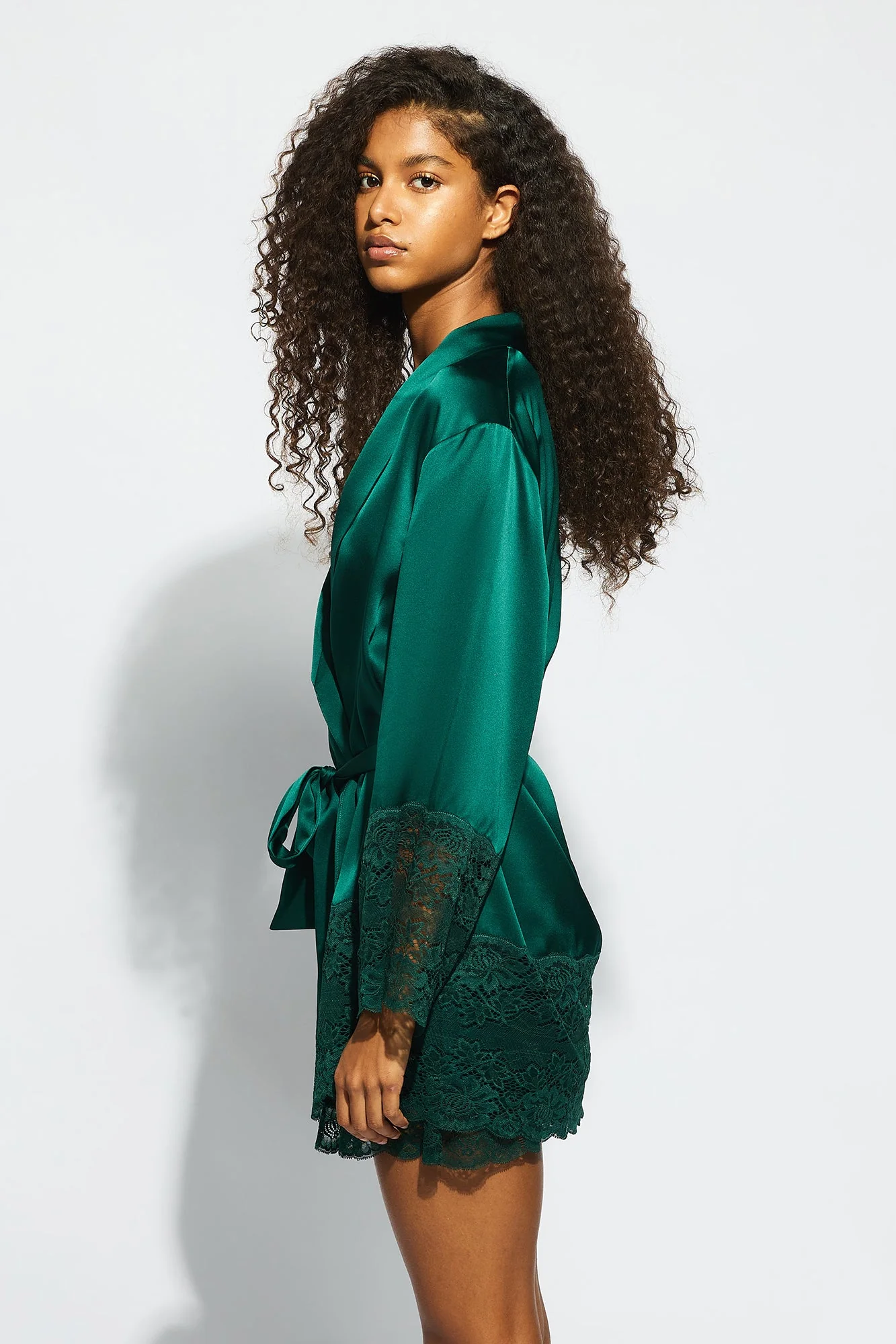 Silk Lace Robe | Emerald - Image 5