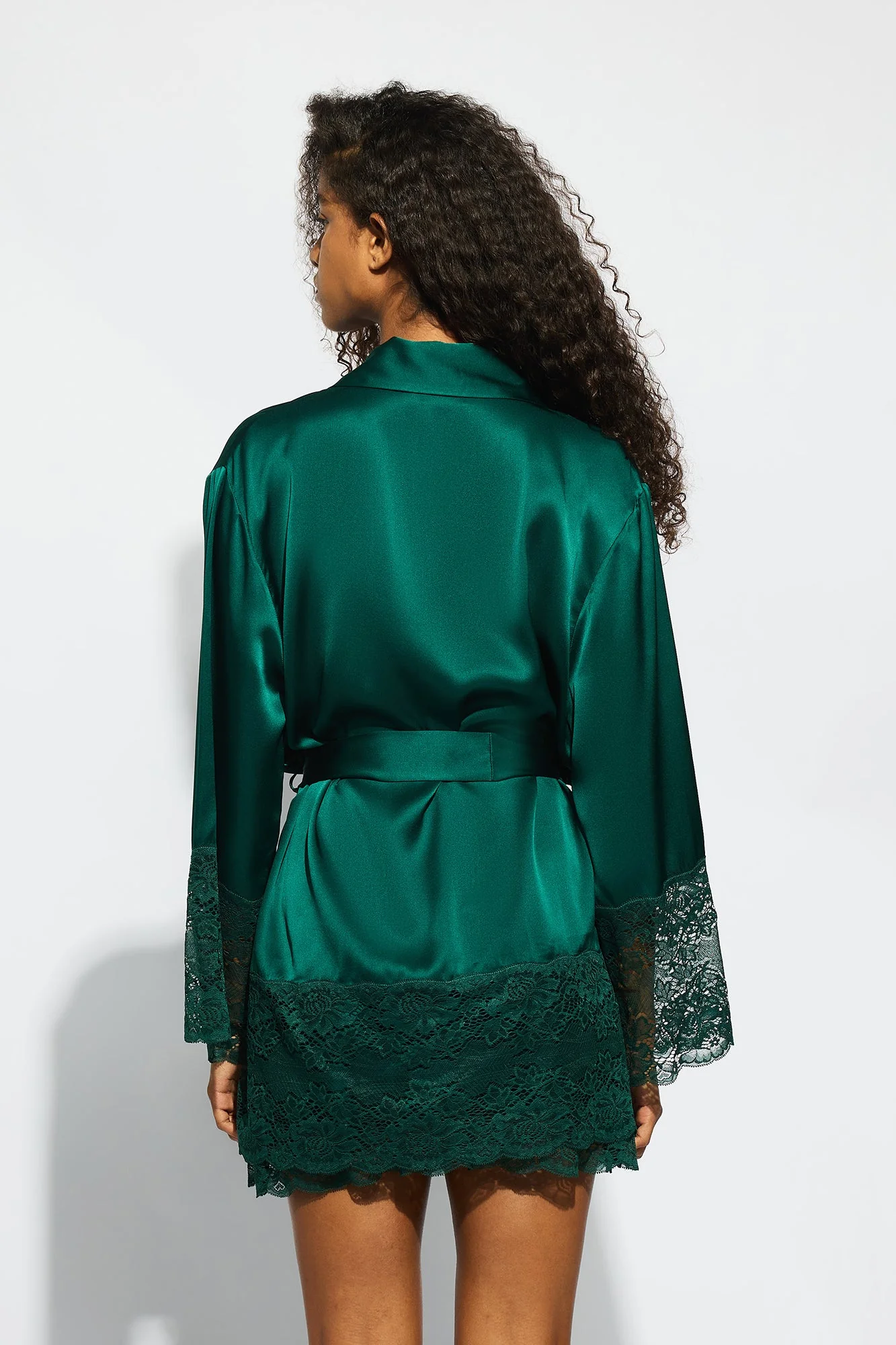 Silk Lace Robe | Emerald - Image 6