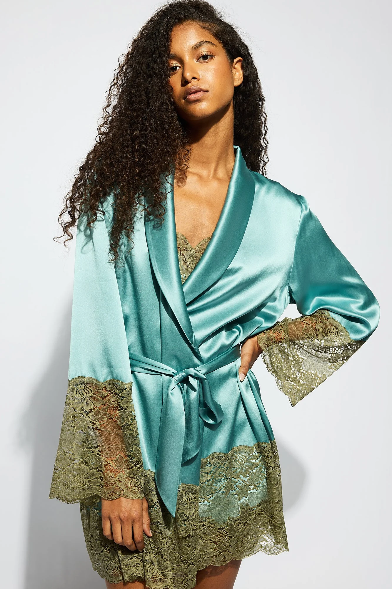 Silk Lace Robe | River - Image 3