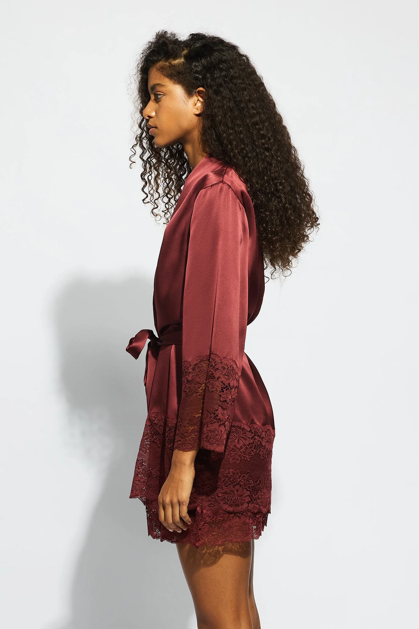Silk Lace Robe | Ruby Red - Image 4