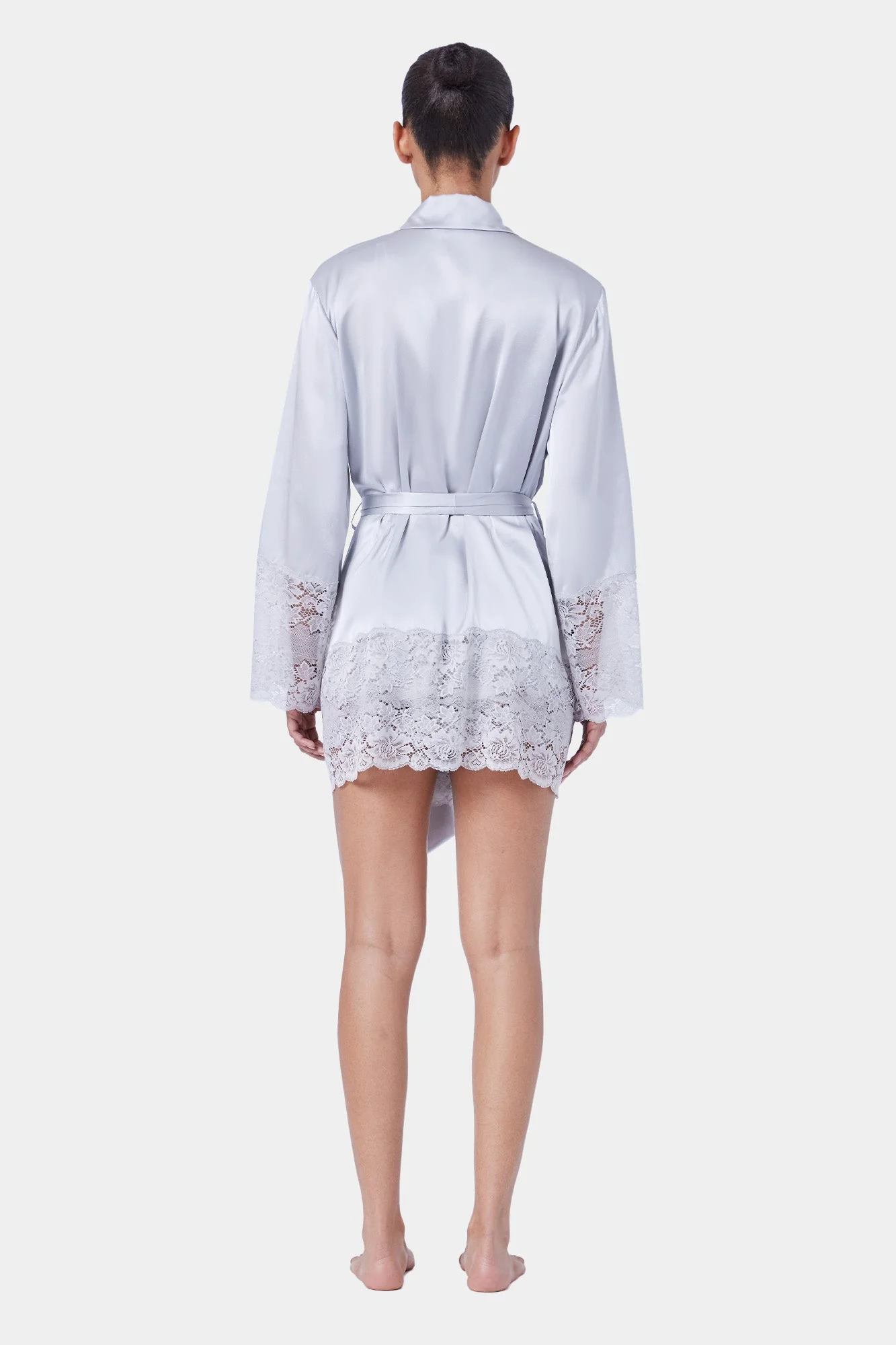 Silk Lace Robe | Silver - Image 3