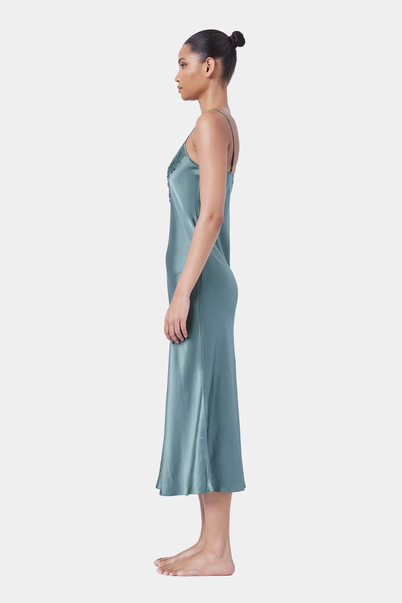 Silk Lace Slip | Moss - Image 3