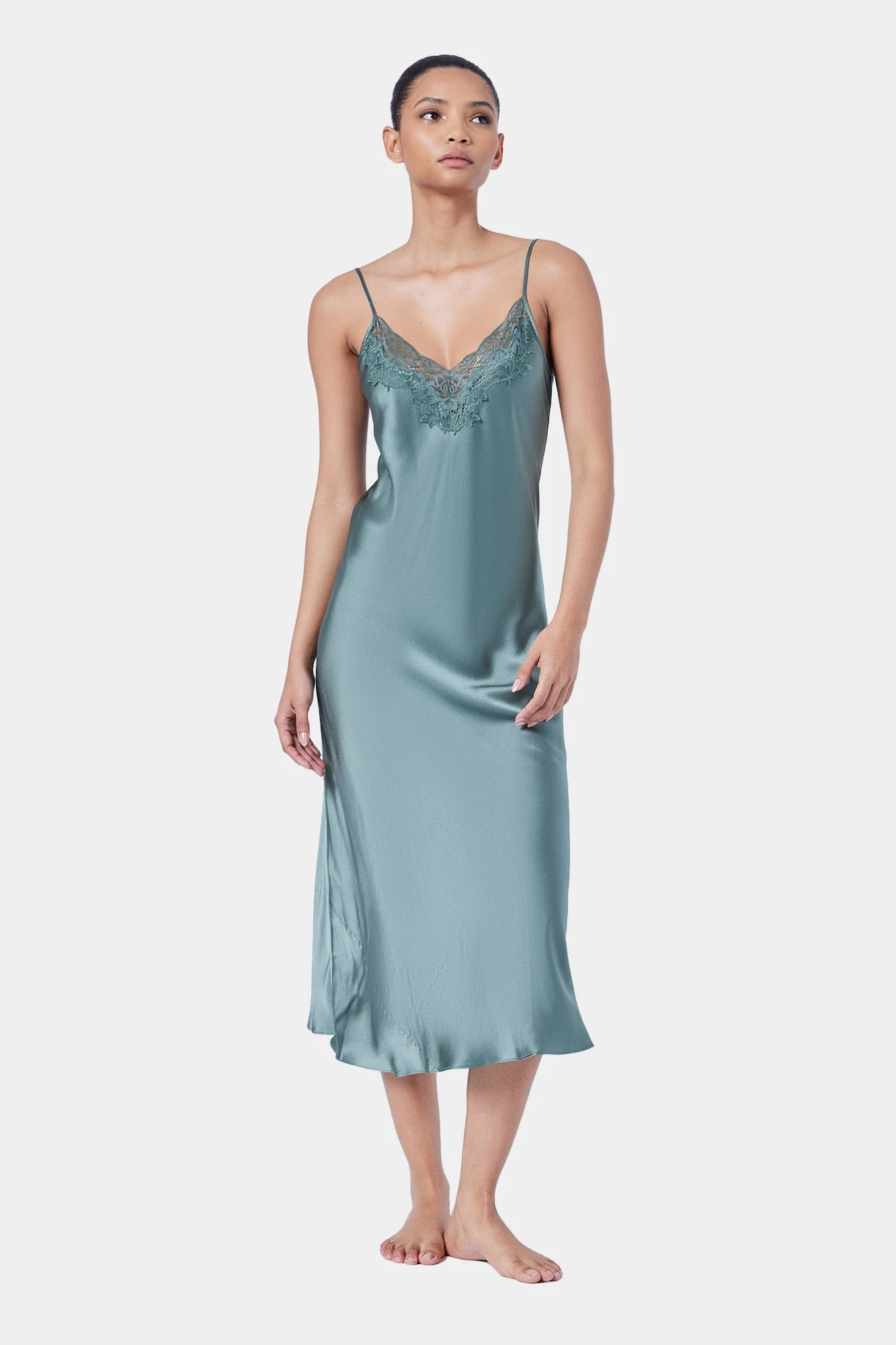 Silk Lace Slip | Moss - Image 5