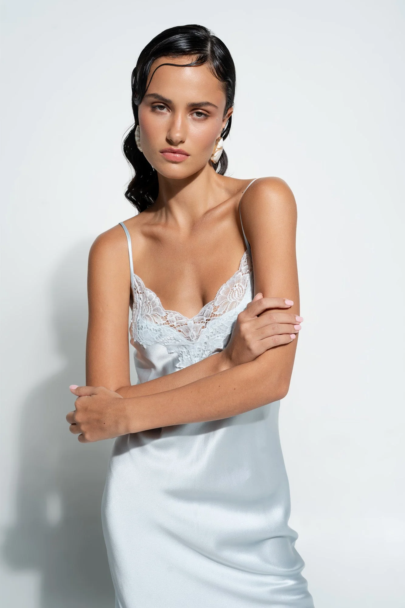 Silk Lace Slip | Sky Blue - Image 2