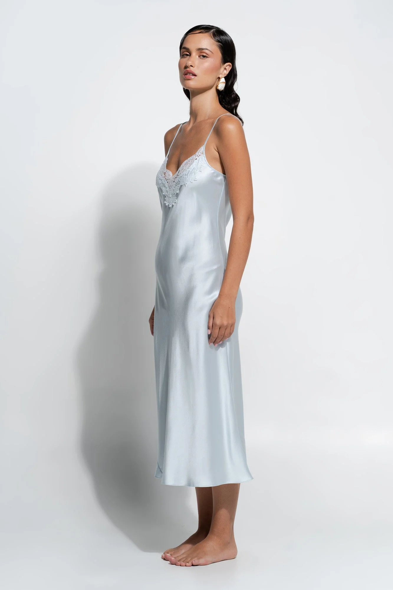 Silk Lace Slip | Sky Blue - Image 3