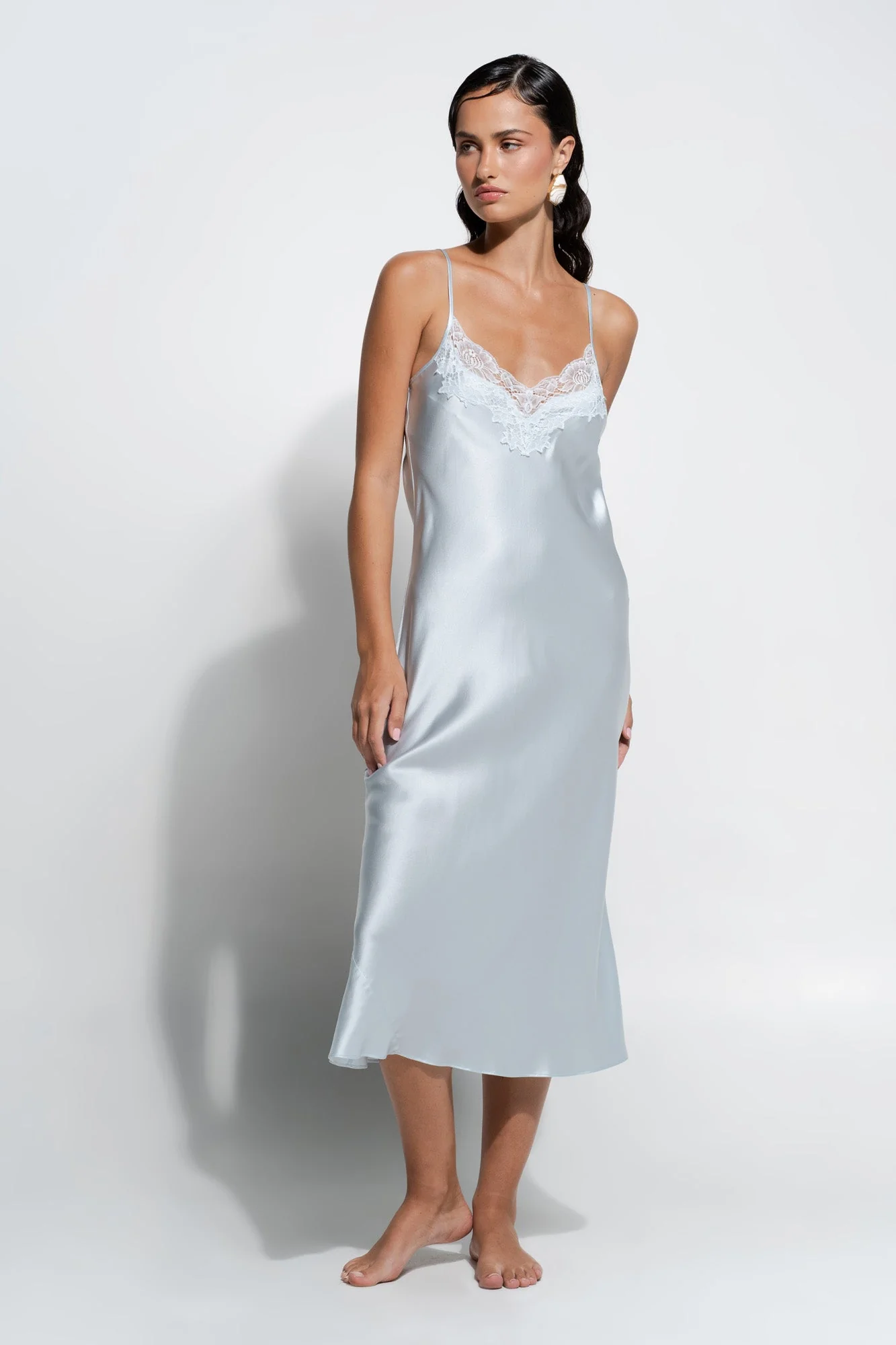Silk Lace Slip | Sky Blue - Image 5
