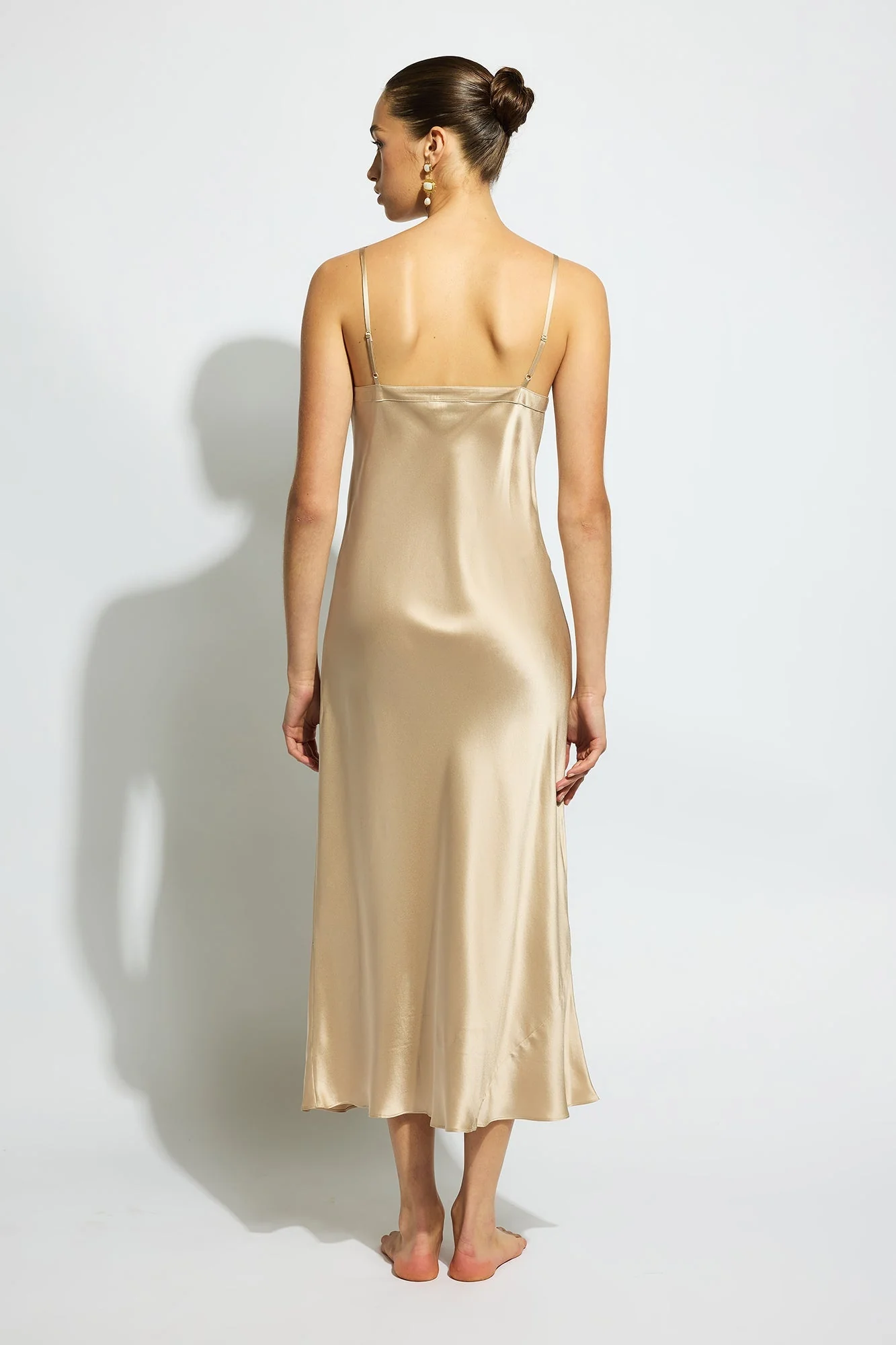 Silk Long Nite V Neck | Mink - Image 4